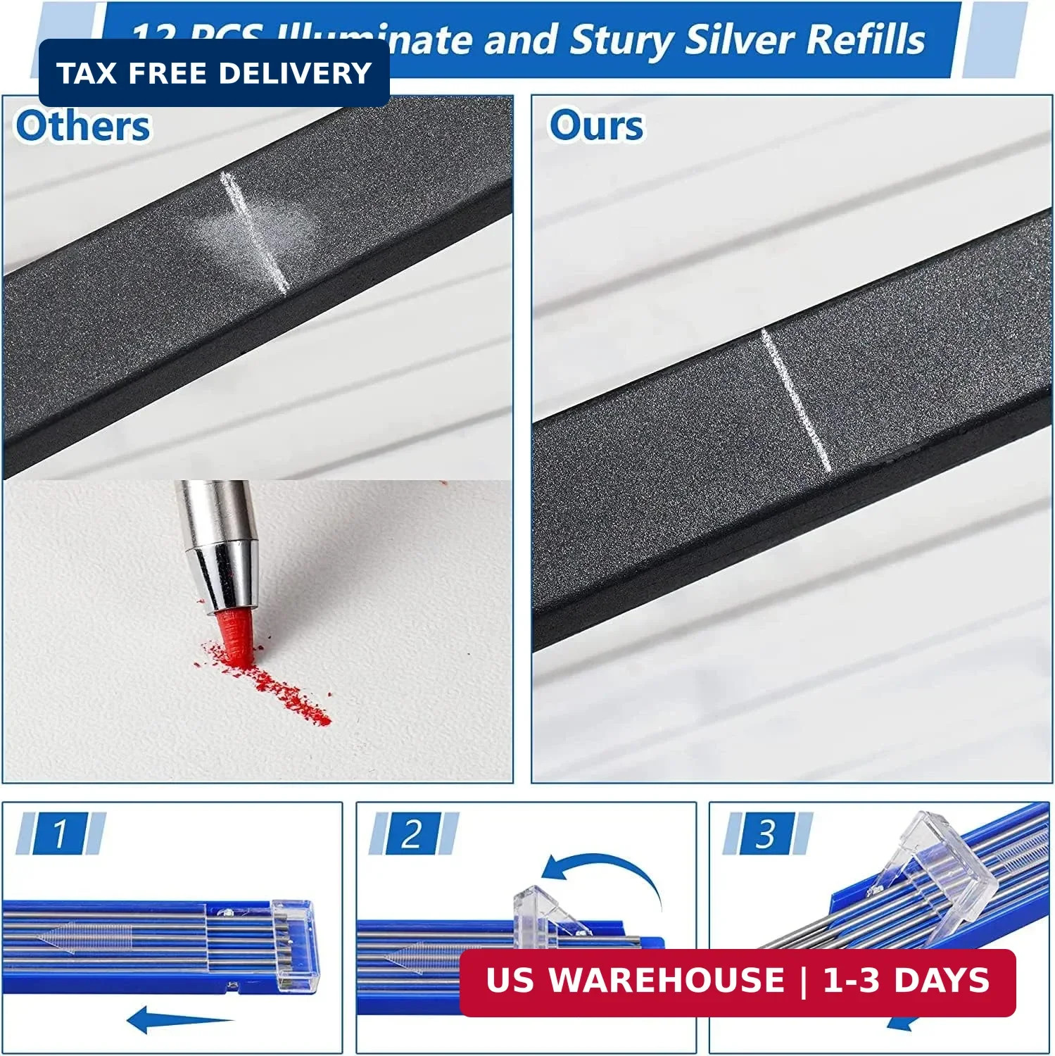 Hiboom 2 Pcs Welders Pencil with 24 Pcs Silver Round Refills, Mechanical Pencils