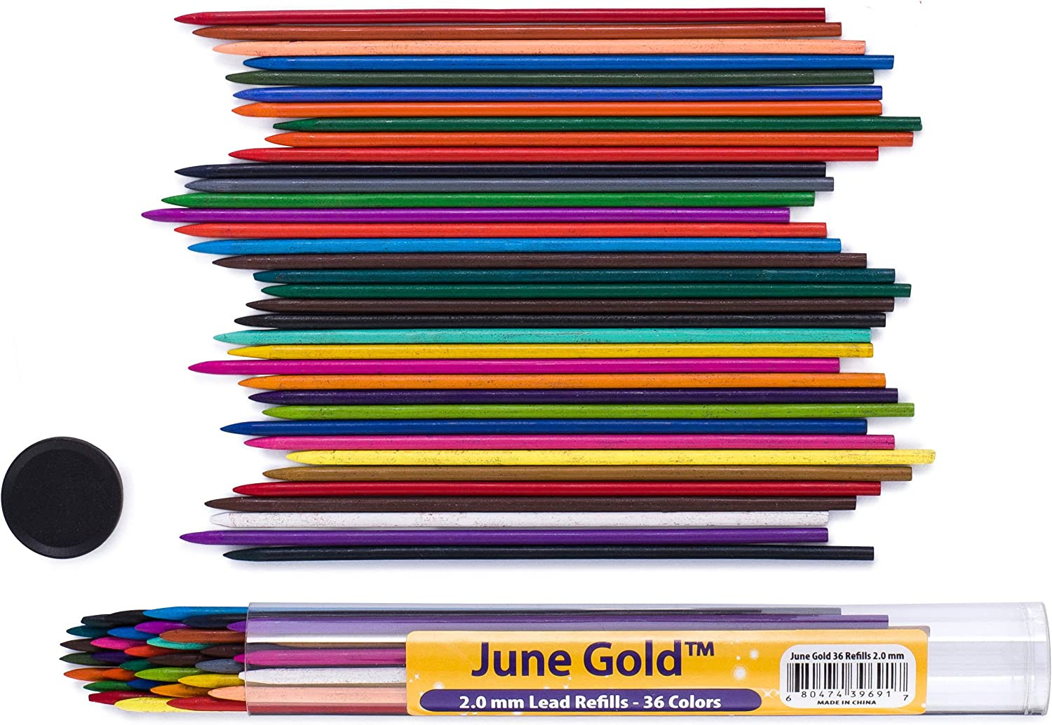 36 Assorted Colored 2.0 Mm Lead Refills, Bold & 90 Mm Length 36 Unique Colors