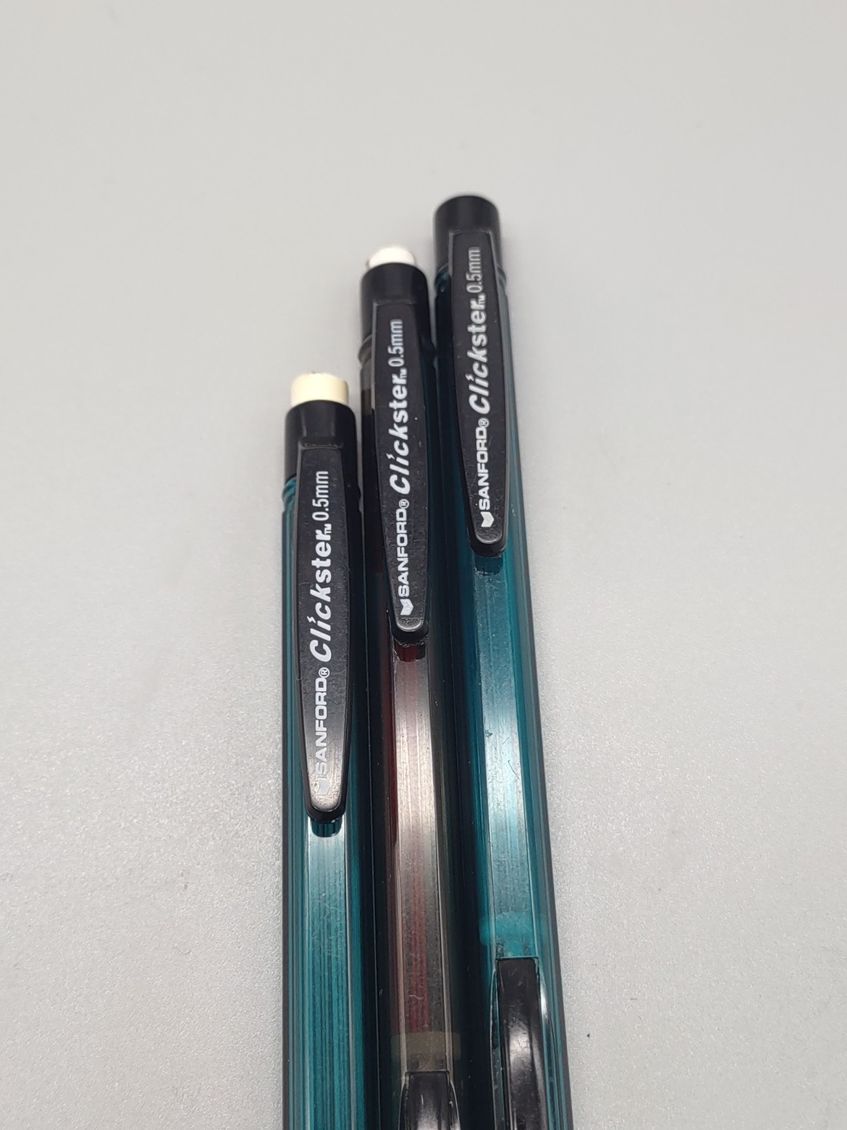 Sanford Clickster Mechanical Pencil. 0.5mm. Transparent Green & Black. 3 Qty.