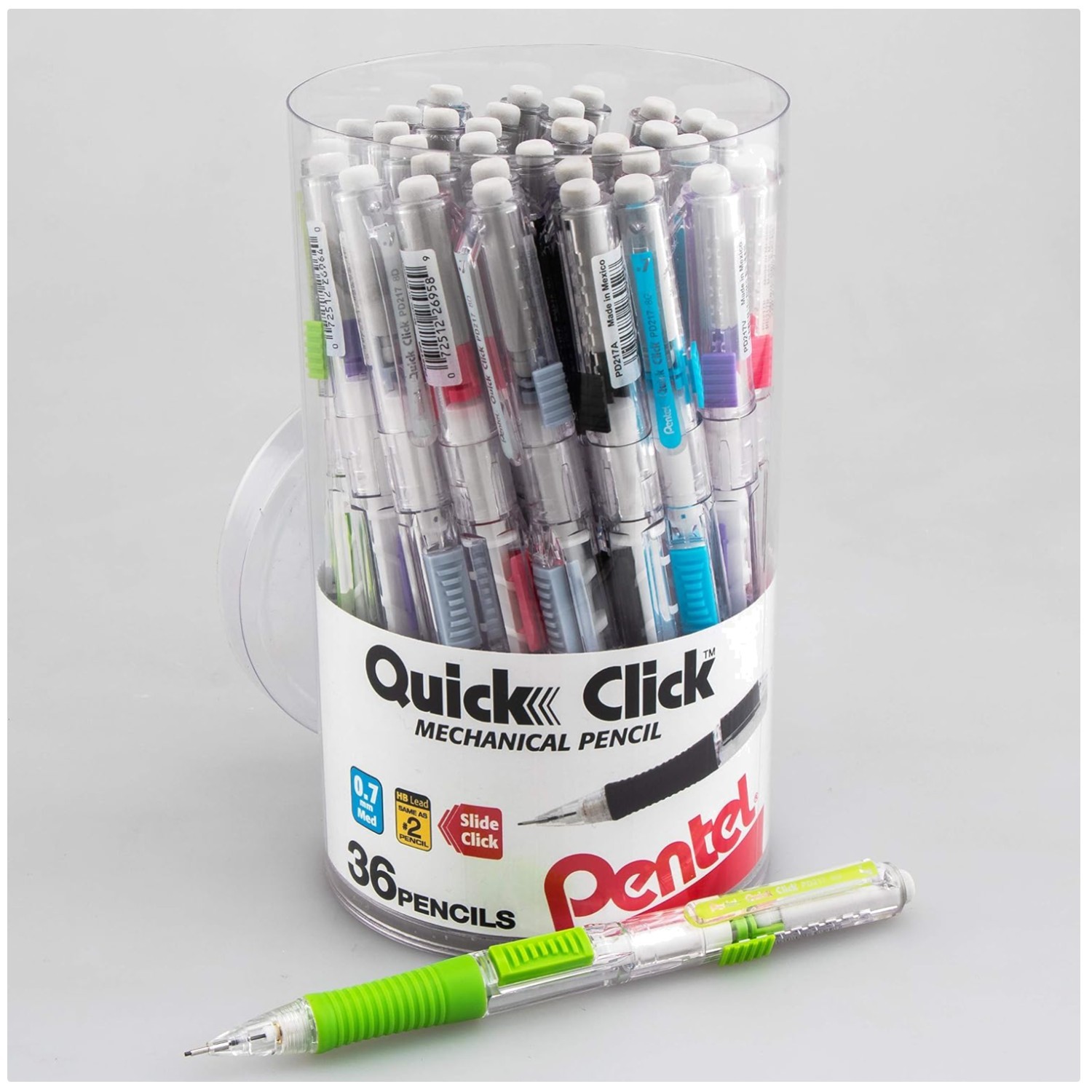 Penndel Quick Click Pencil, 0.7mm, Bright Colors, 36-Pack