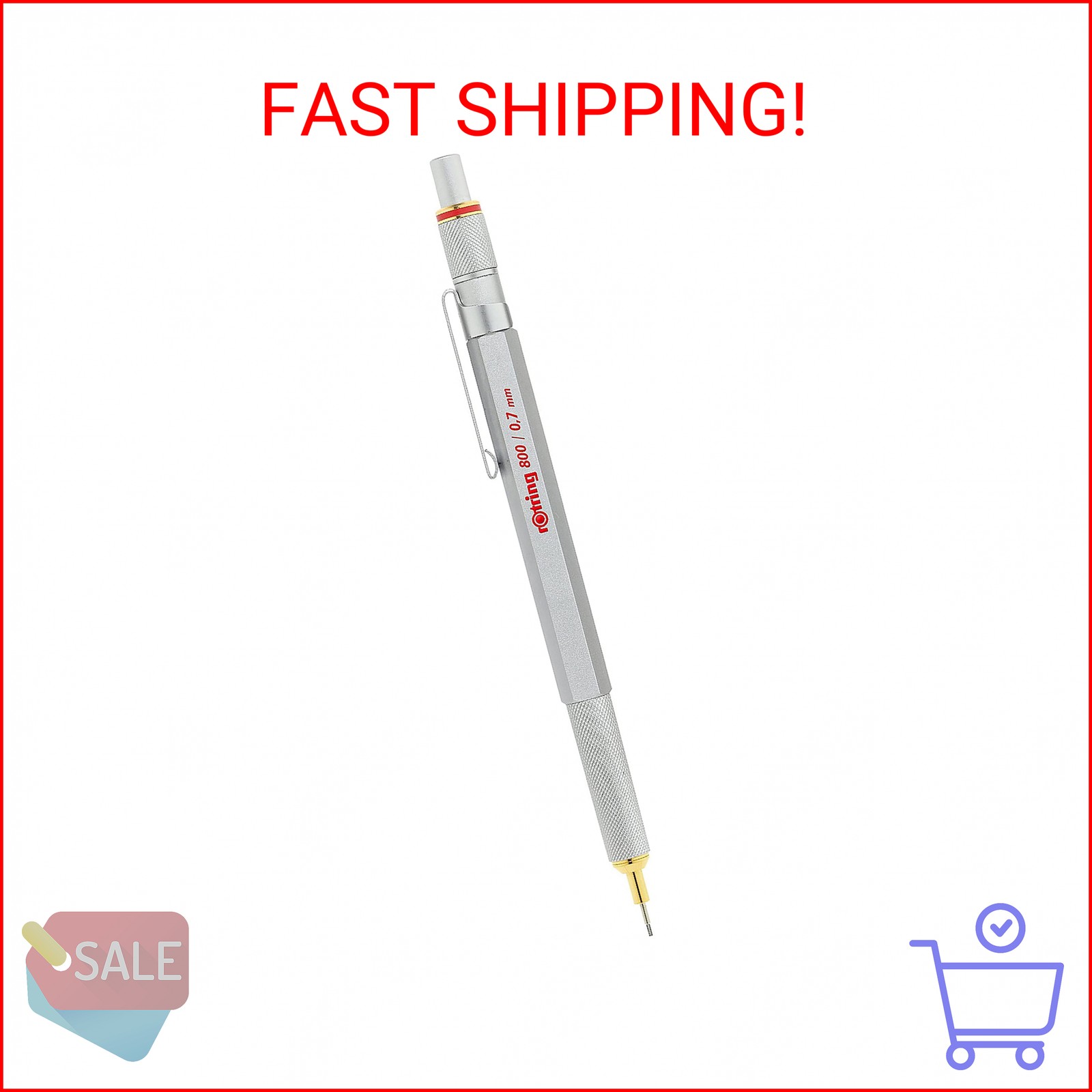 rOtring 800 Mechanical Pencil, 0.7 mm, Silver Metal Barrel