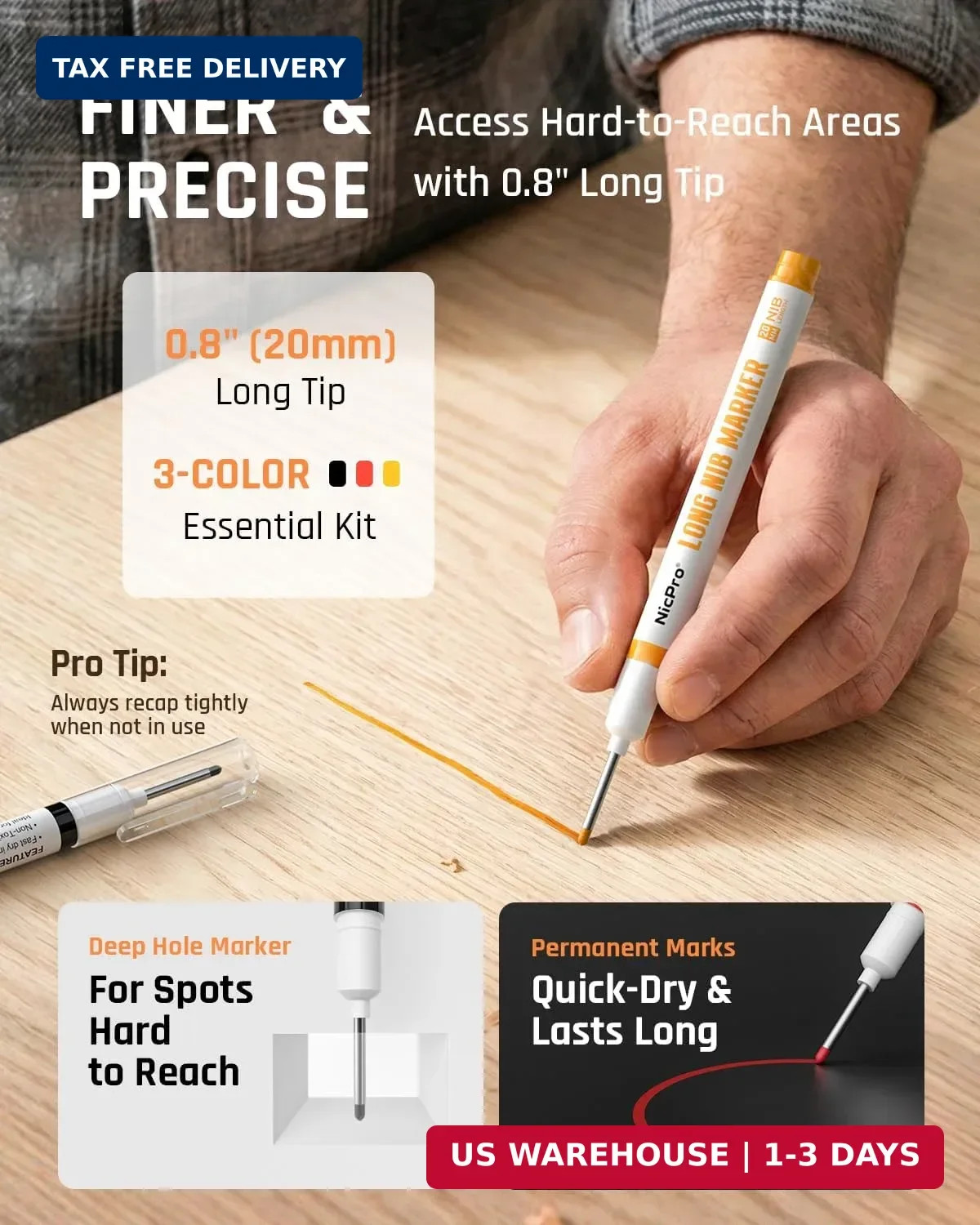 Nicpro 4 Pack Carpenter Pencils with Sharpener, Construction Mechanical Pencil S