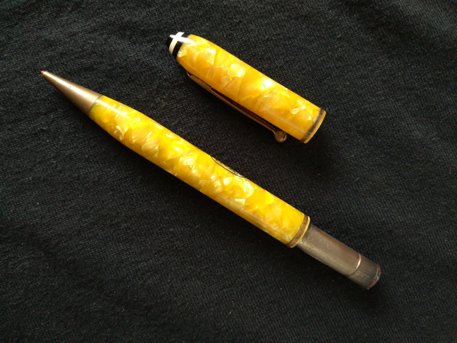 1940’s OSBORNE Marble / Celluloid & Metal Mechanical Pencil Made In USA *NICE*