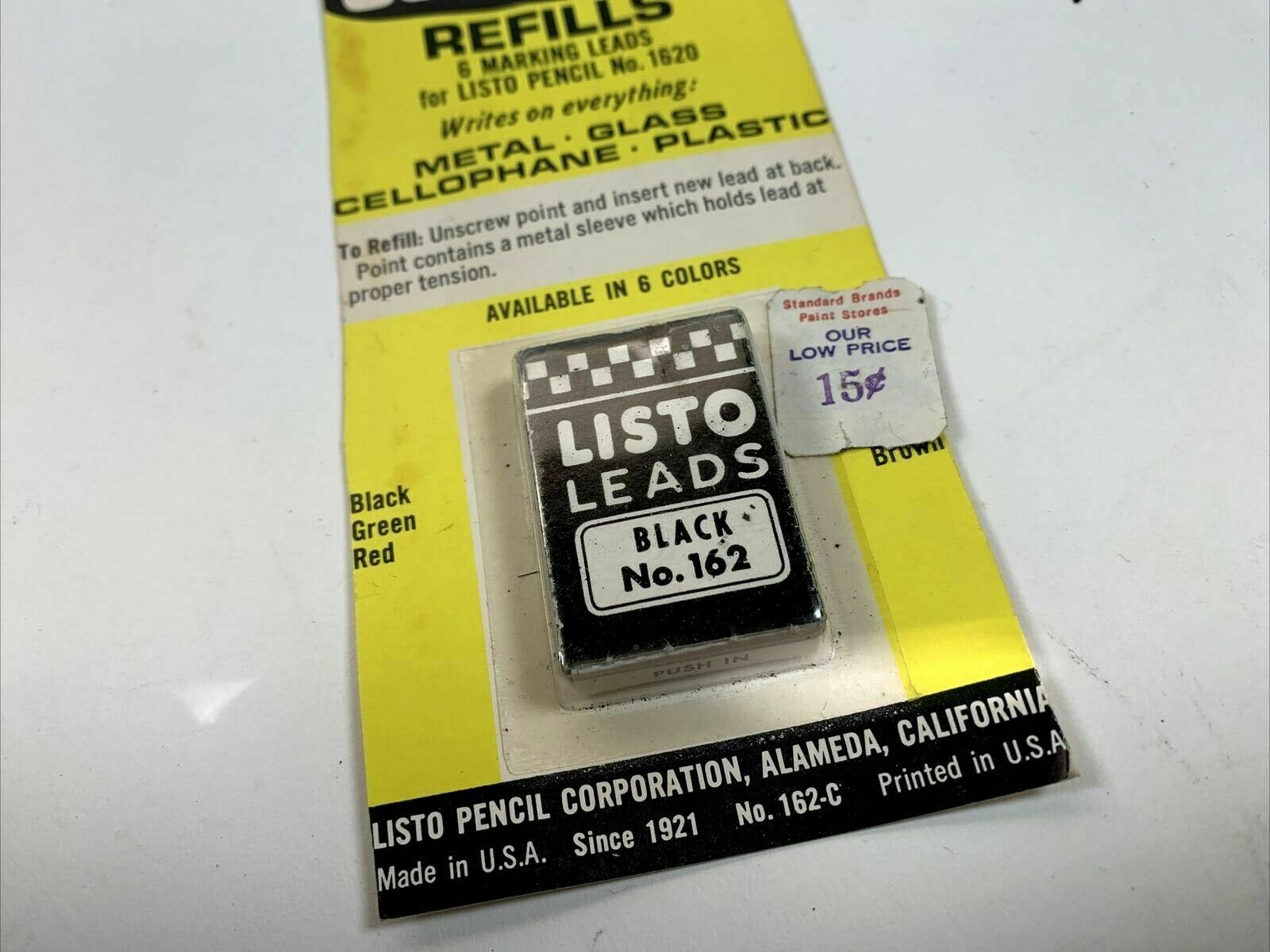 Vintage LISTO LEADS Black Refill Pencil No. 1620 in Package Brand New Sealed