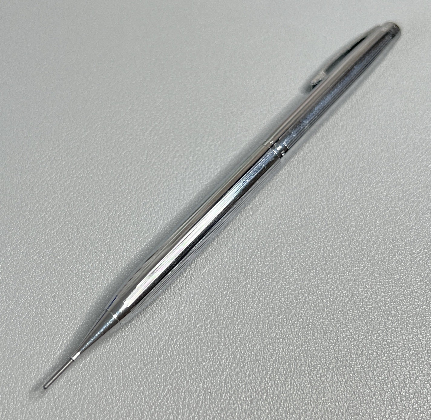 Vintage Sheaffer White Dot Fluted Chrome Mechanical Pencil Made in USA 1970s 80s