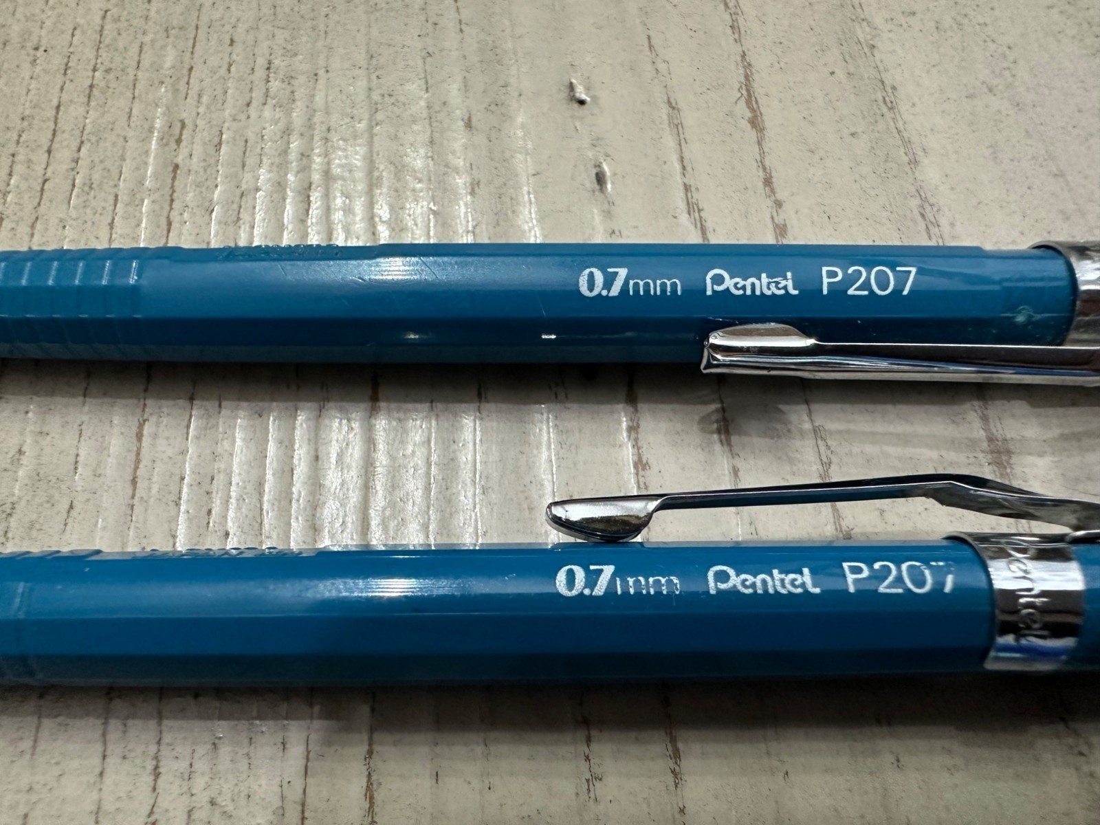 Pentel P207 0.7mm Mechanical Pencils Blue Barrel Metal Clip Japan