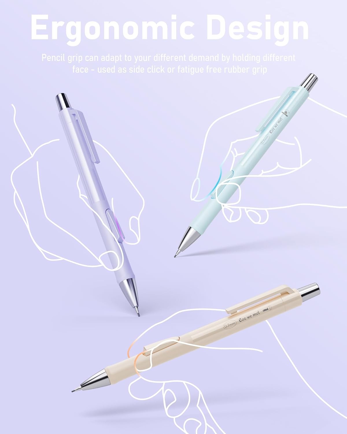 Lapices Mecanicos Pastel 4pcs 0.5mm Set 100 Minas Escritura Dibujo