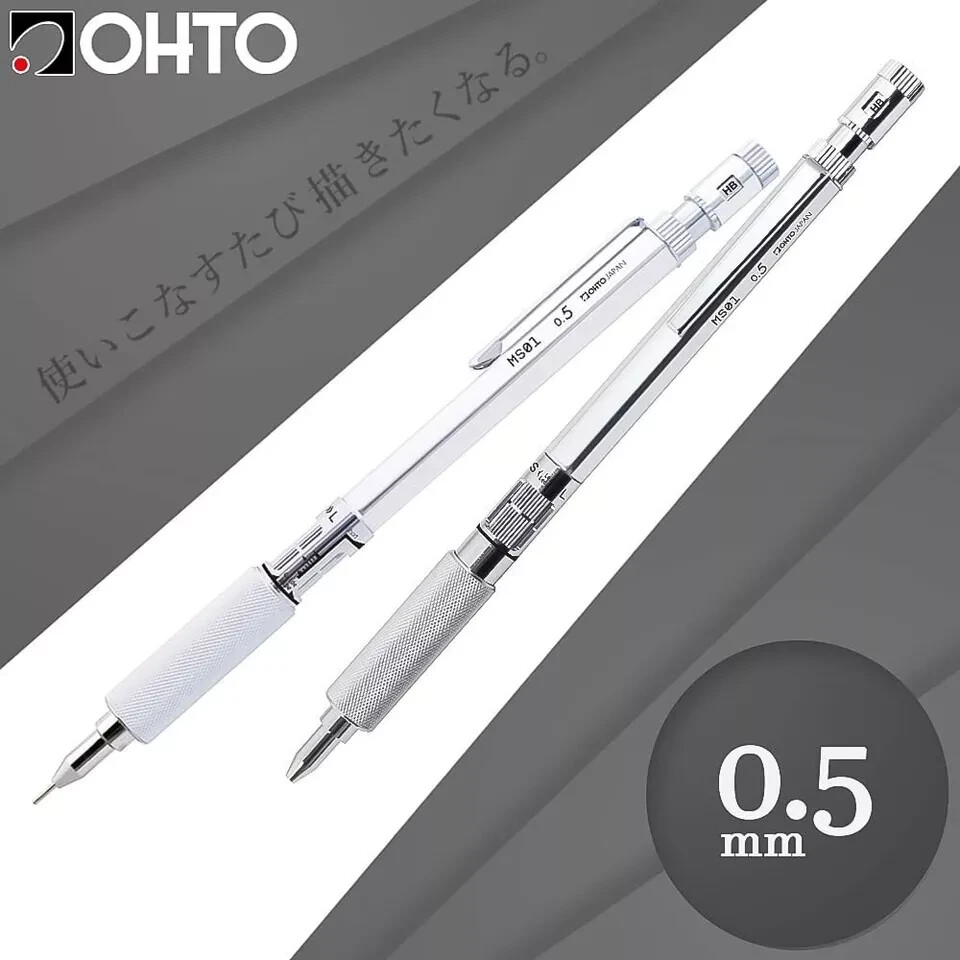 OHTO Aluminum Knurled Grip Mechanical Pencil MS01 0.5mm Made in Japan 121