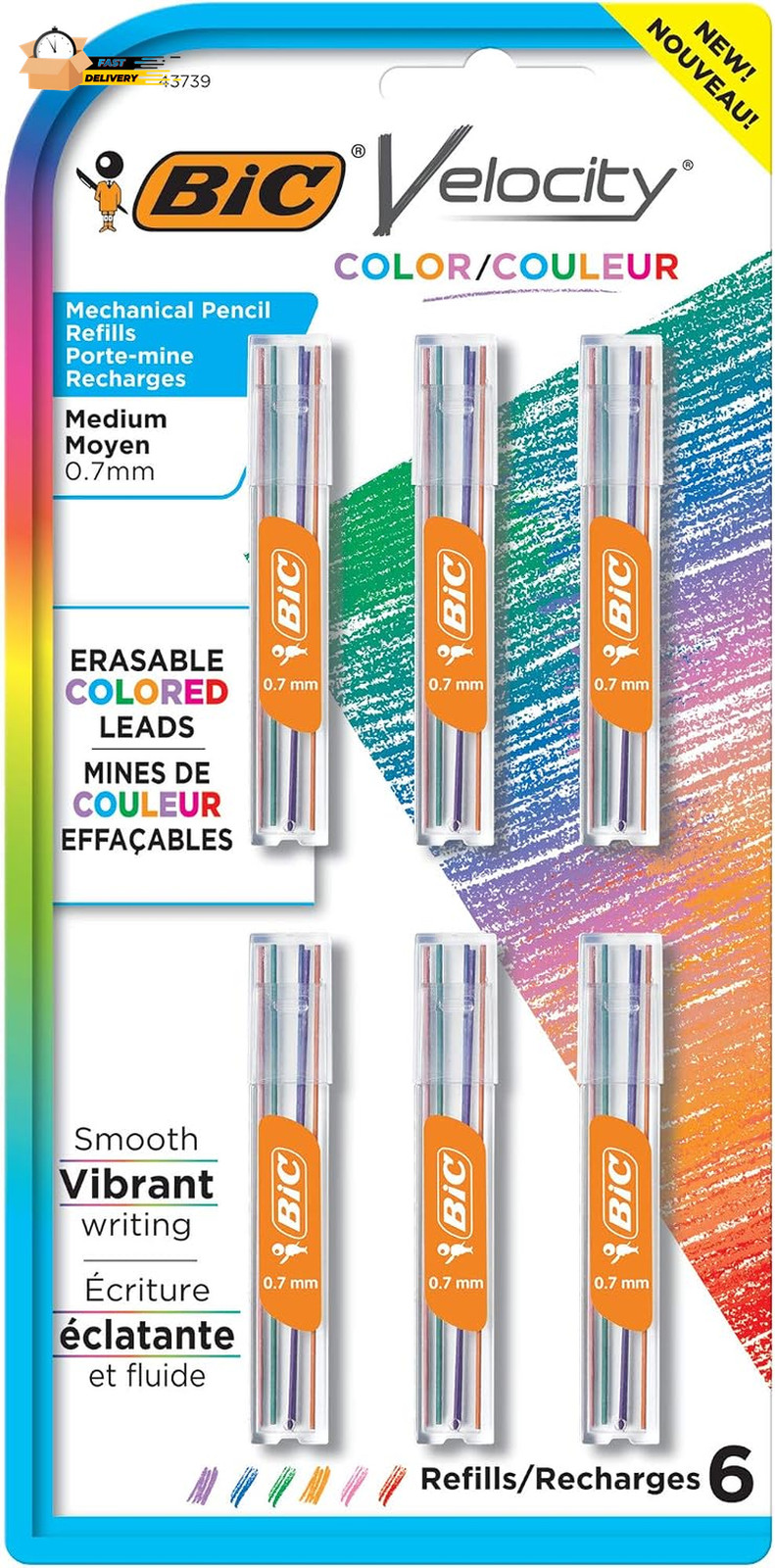 Velocity Colored Lead Mechanical Pencil Refills, Medium Point (0.7Mm), Assorted