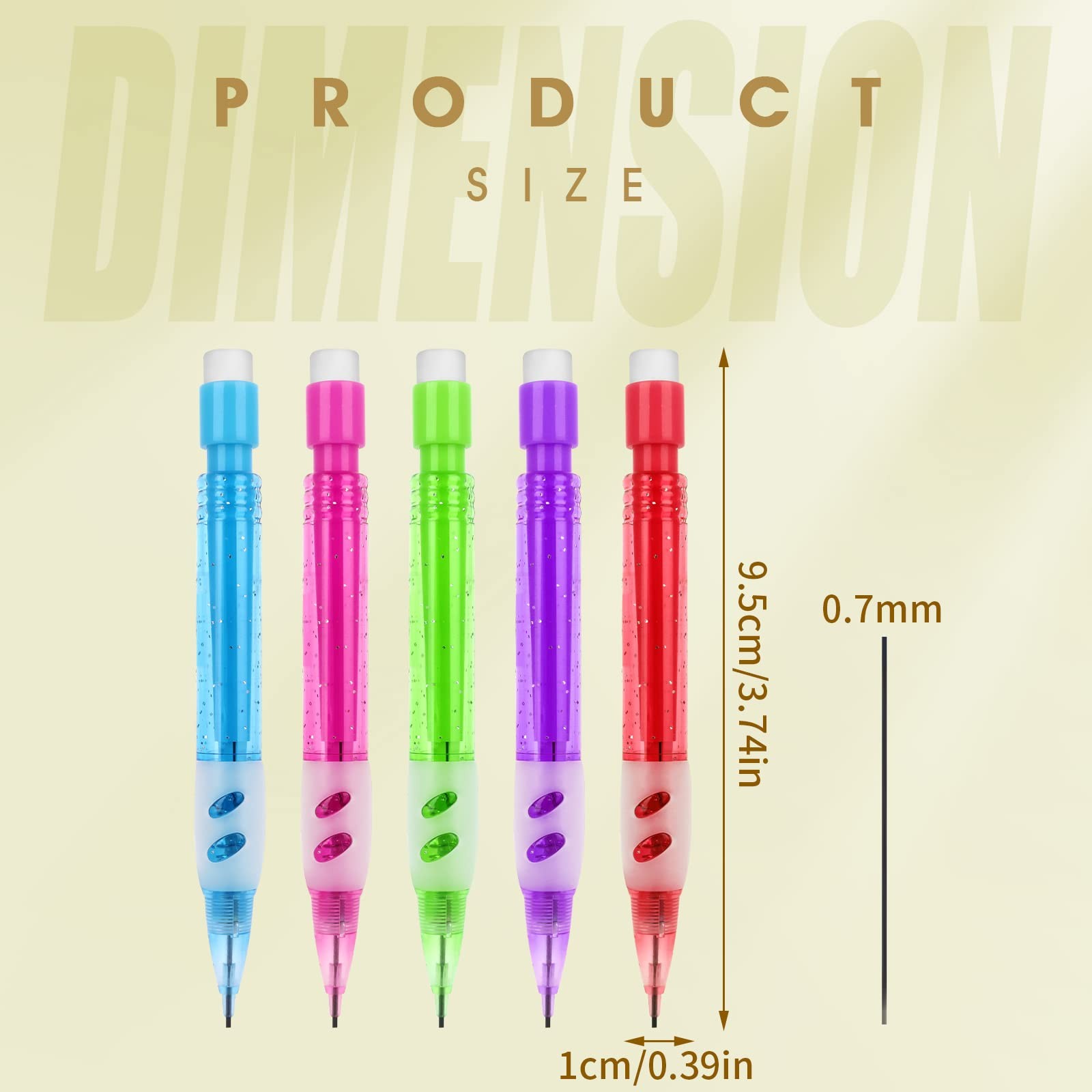 12 Pcs Mini Mechanical Pencils 0.7 Mm Automatic Pencils With Erasers Small Penci
