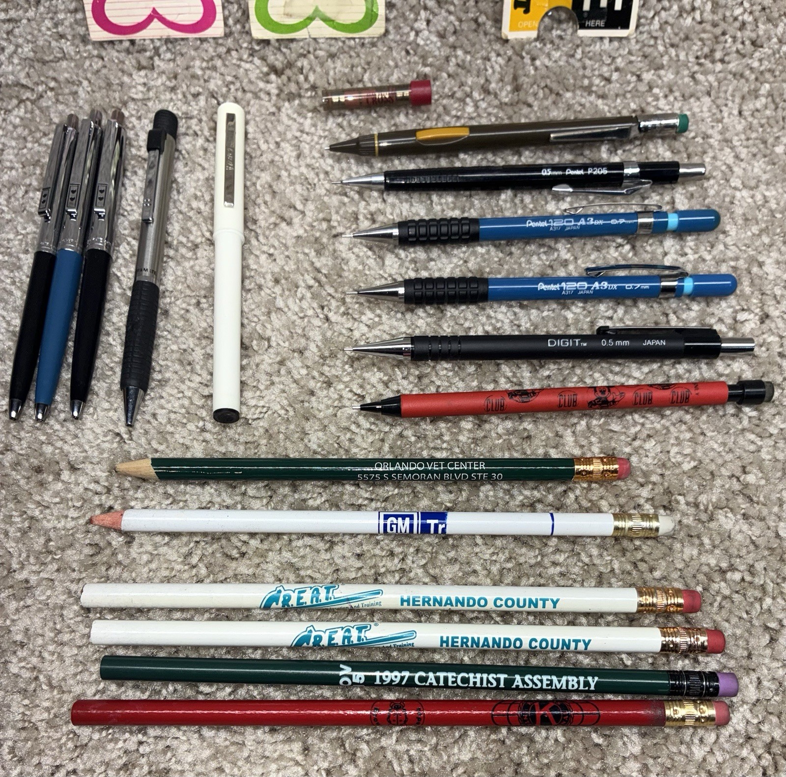 VINTAGE LOT Pentel A3DX Pens Mechanical Pencils Paper Mate Double Heart Refill