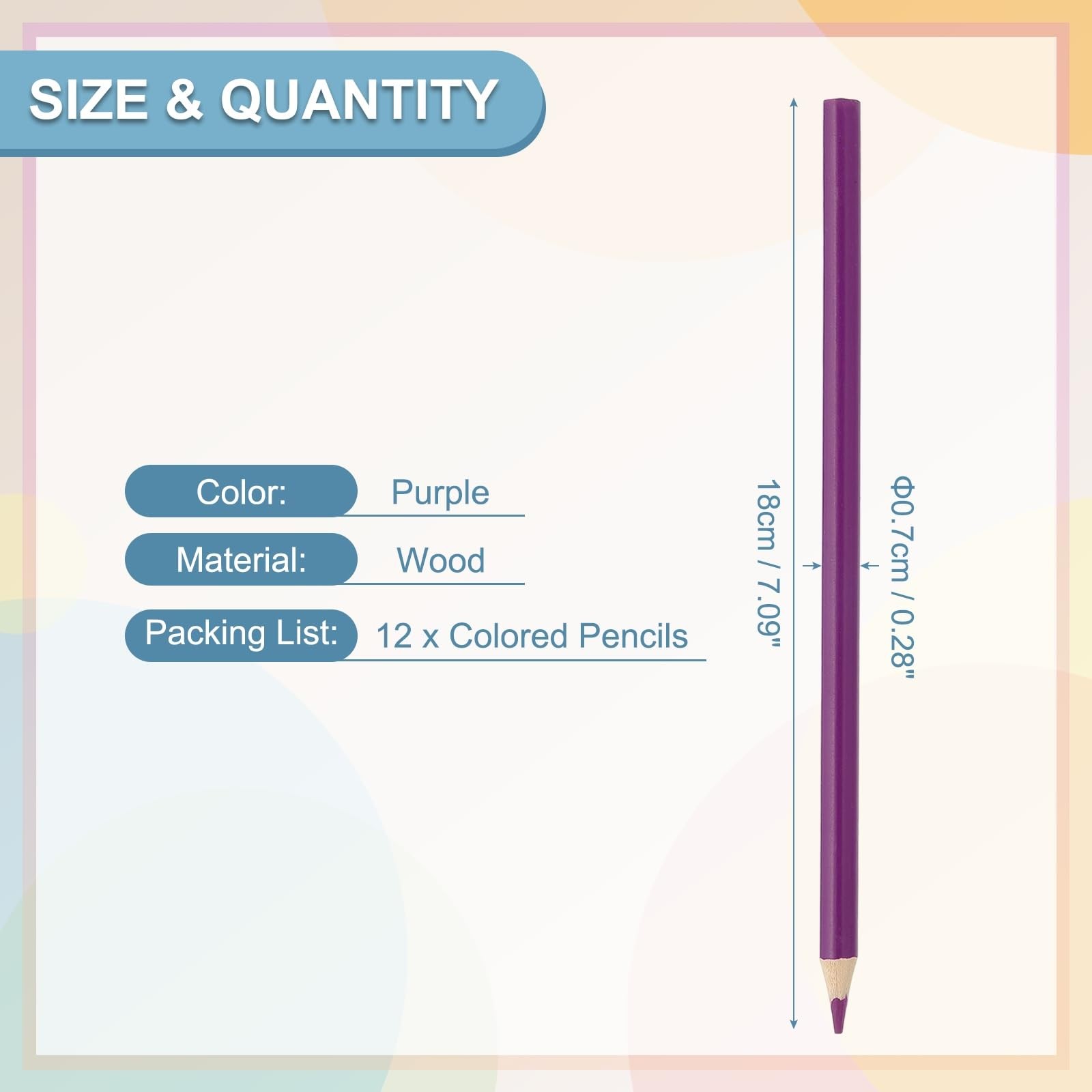PATIKIL Purple Colored Pencils Set, 6Pcs Oil 1 Count (Pack of 6),