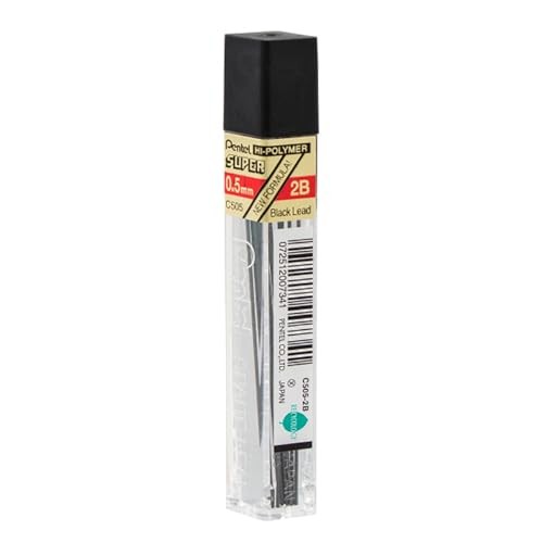 Lead Refills 0.5mm 2B, Black, 12 Leads per Tube (C505-2B) – Pack of 3