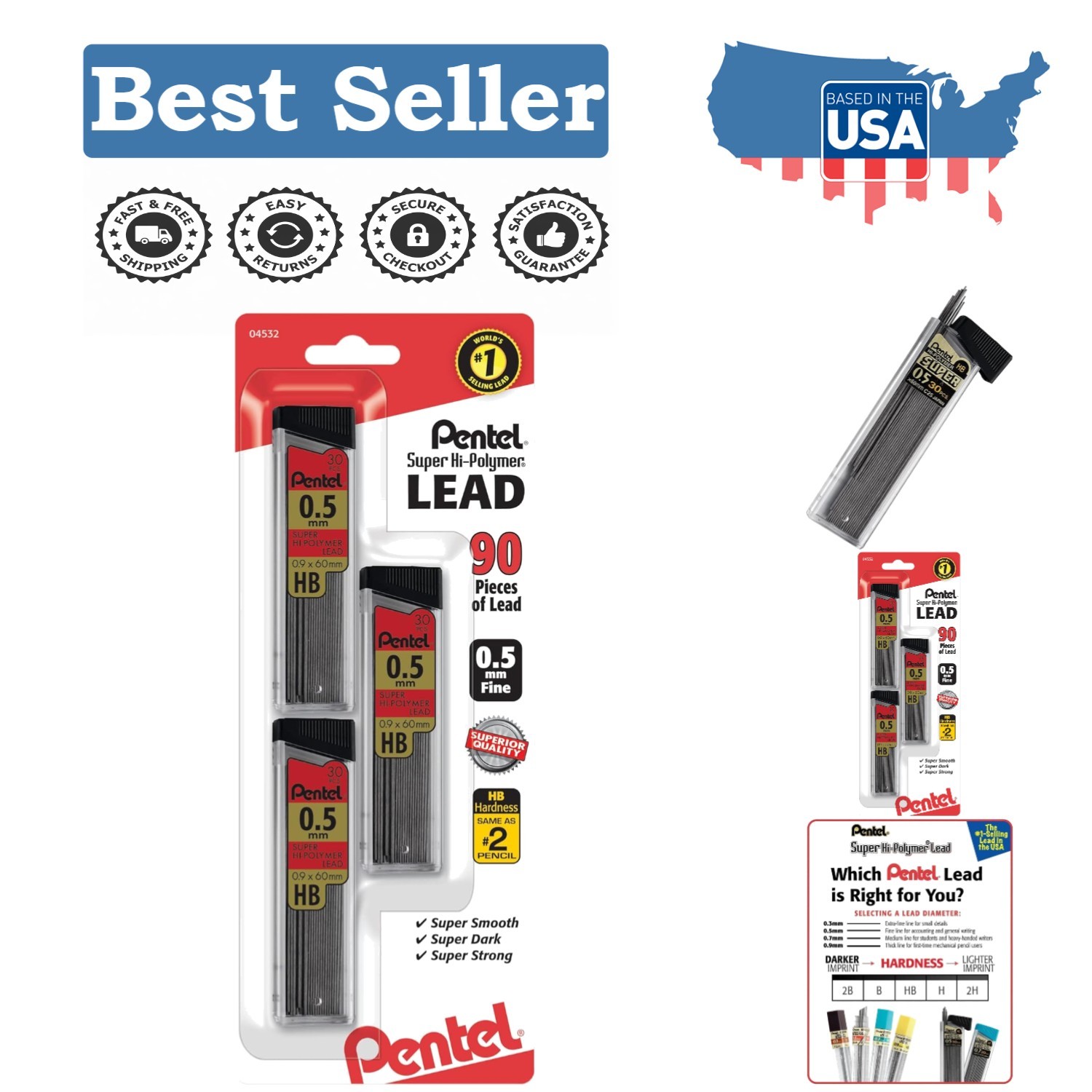 Break-Resistant 0.5mm Super Hi-Polymer Refill Leads – Ideal for Everyday Use