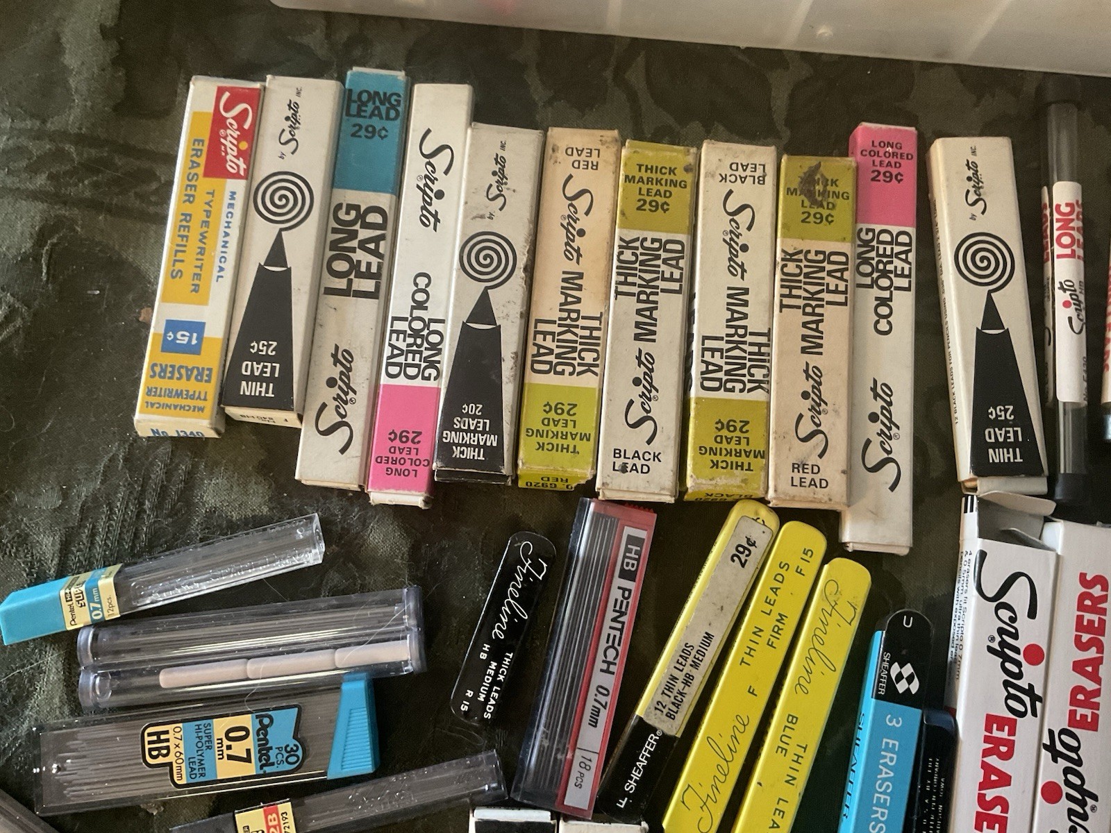 Vintage huge lot mechanical pencil leads & erasers Scripto PENTEL