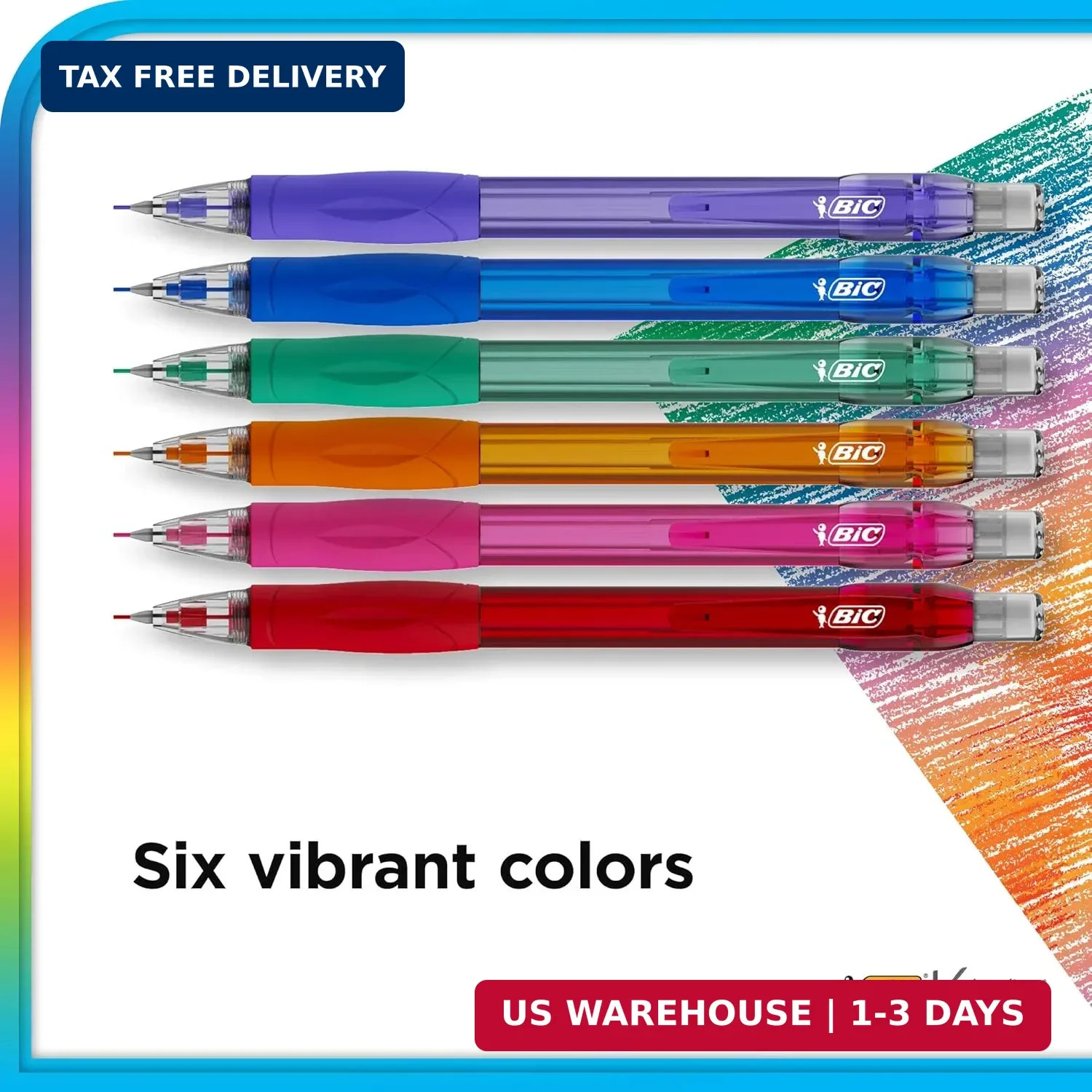BIC Velocity 0.7mm Colored Mechanical Pencil Refills Pack of 36 Vibrant Colors