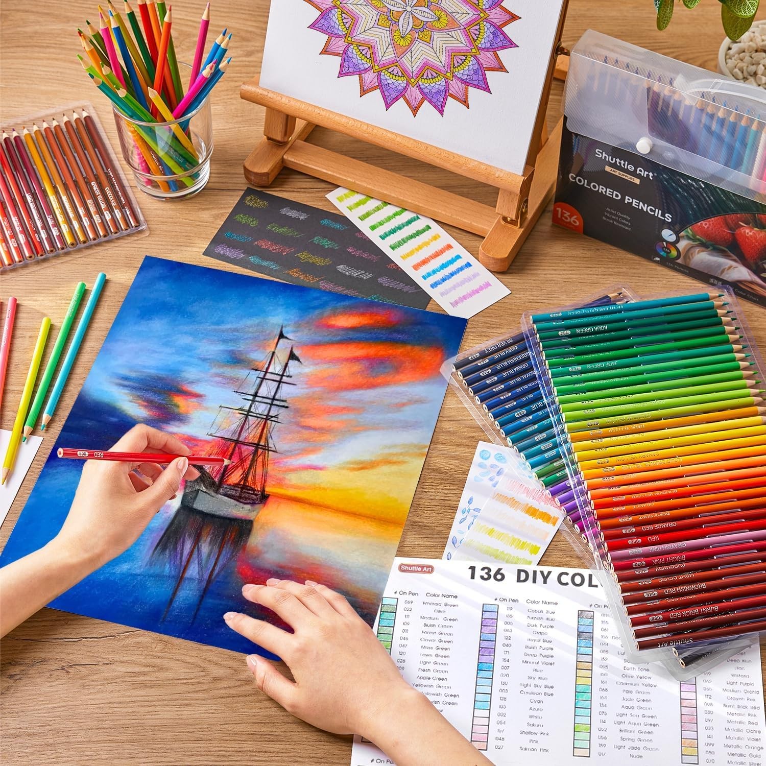 Shuttle Art 136 Color Pencils for Adult 1 Count (Pack of 136), 136 colour