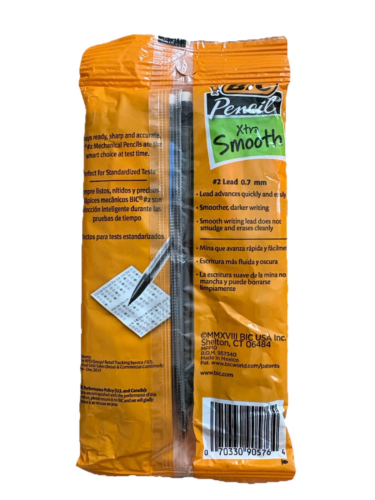 BIC Xtra Smooth Xtra Life Mechanical Pencils .7 mm 2 Packs of 10 Erases Clean