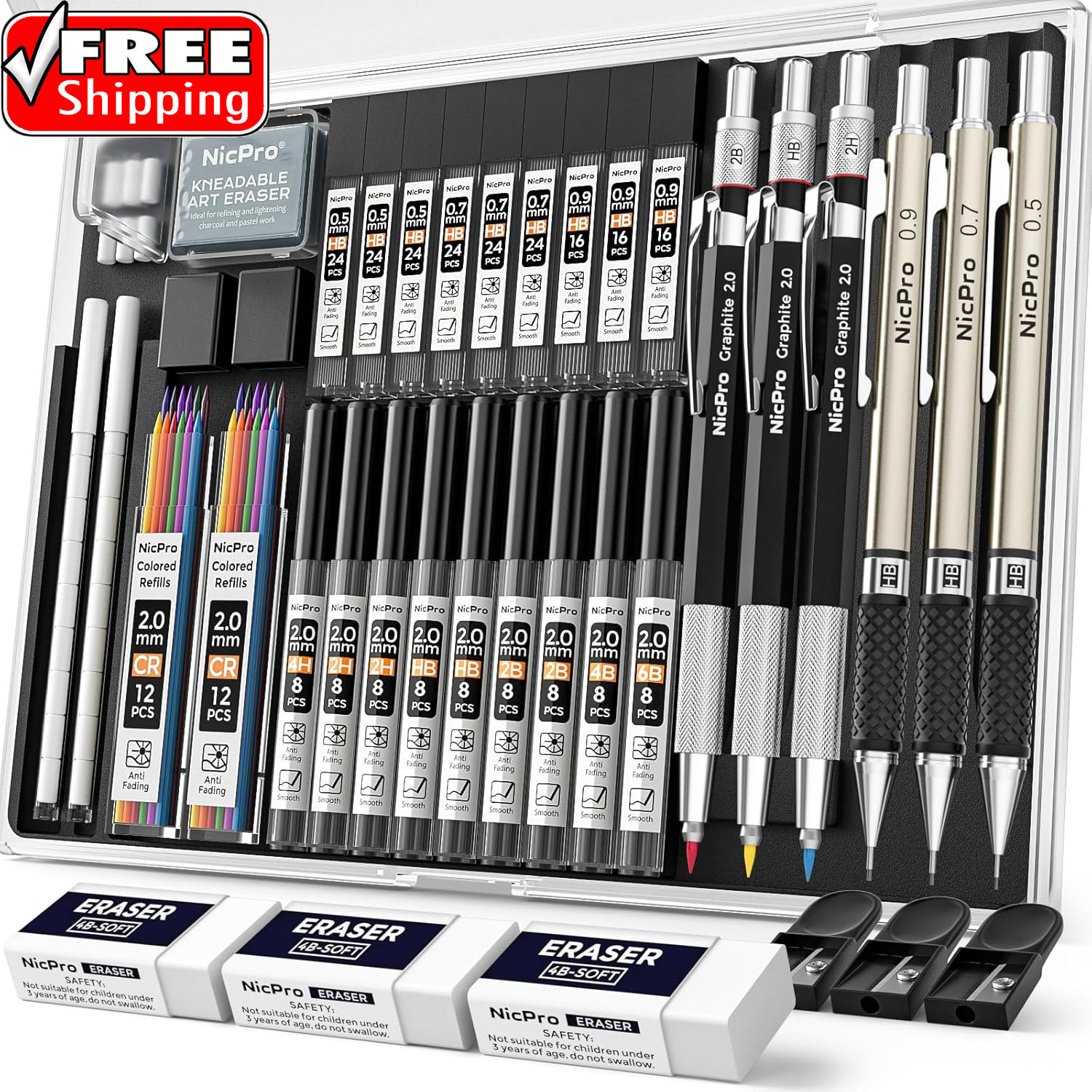 35PCS Art Mechanical Pencil Set, 3 PCS Metal Drafting Pencil 0.5 Mm & 0.7 Mm & 0