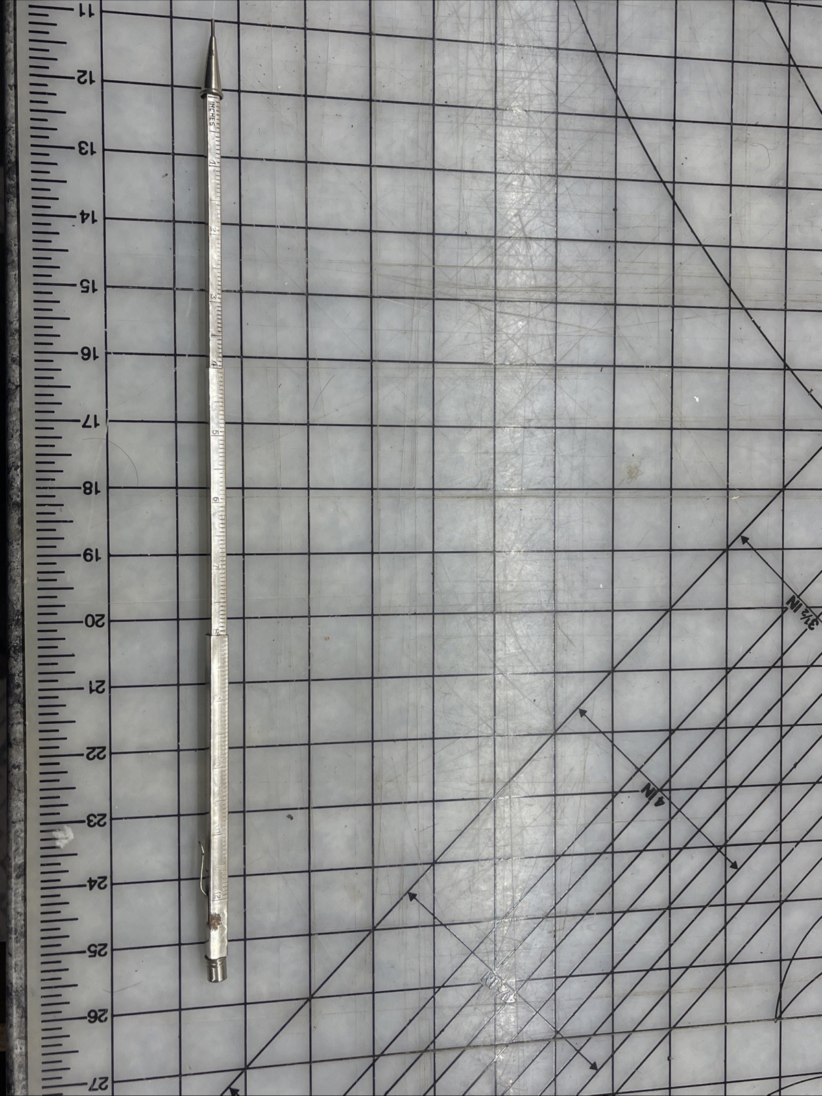 Vintage Telescoping 12″ Nickel Ruler Pencil Seattle Plumbing Co W Eraser Cap