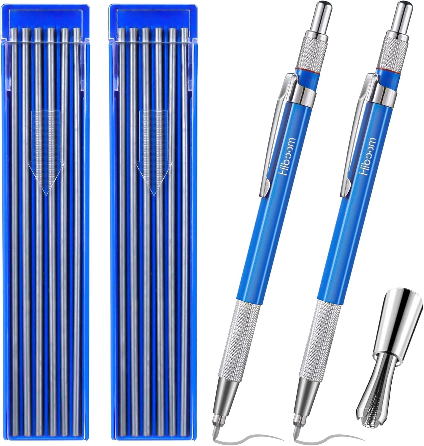 2 Pcs Refillable Welders Pencils with Built-in Sharpener for Precision Marking