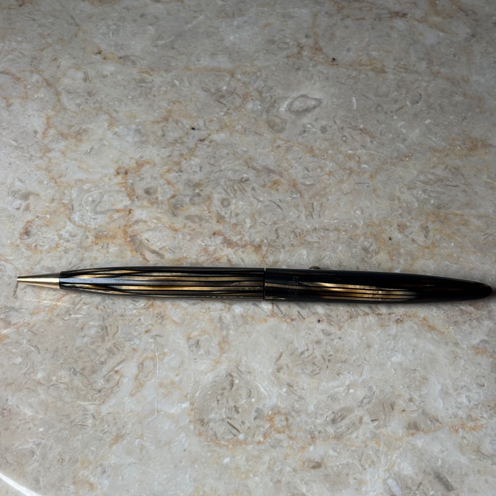 Sheaffer’s Pen Pencil Brown Striated Celluloid Gold Trim Vintage