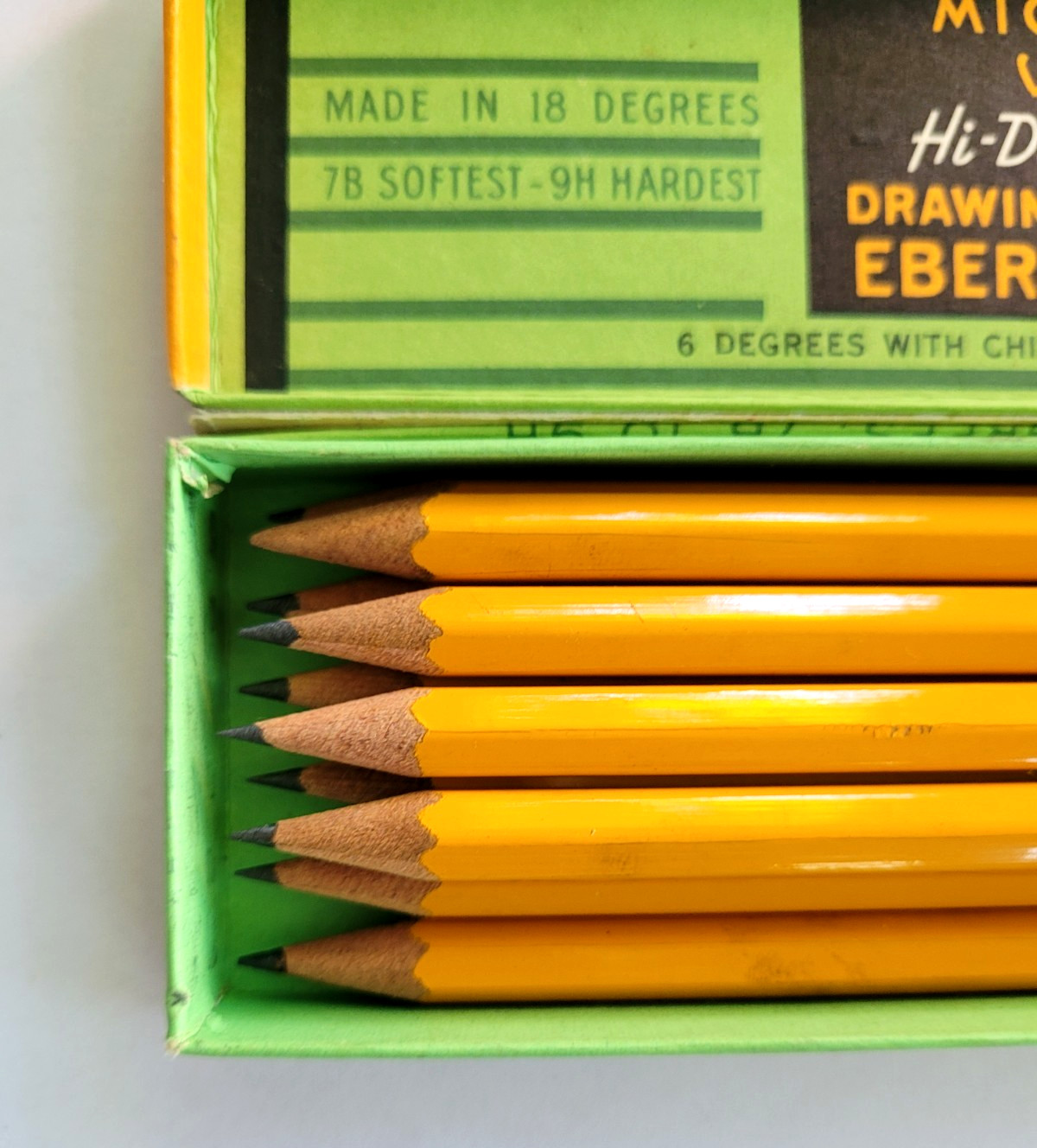 10 Vintage Van Dyke Microtomic Graphite 4H Drawing Pencils Faber #600 & Box USA