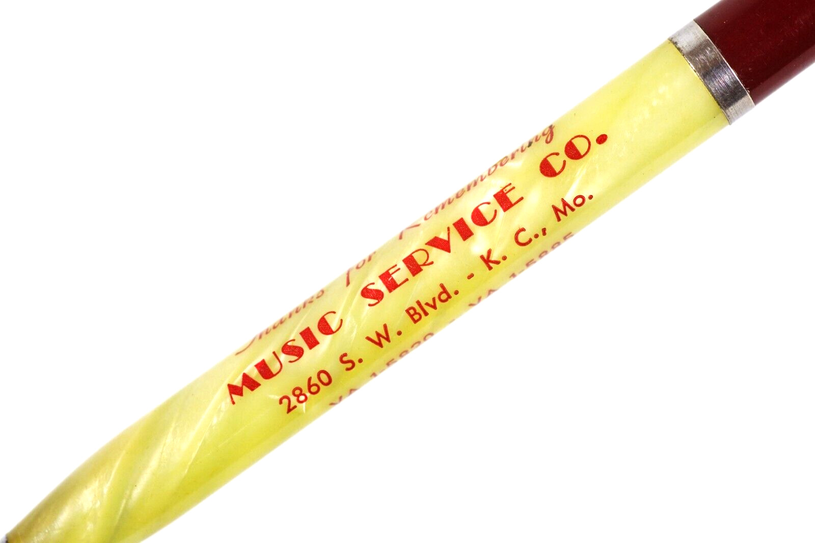 Kansas City Mo MUSIC SERVICE Co. Mid-Century Swirl Advertising Mechanical Pencil