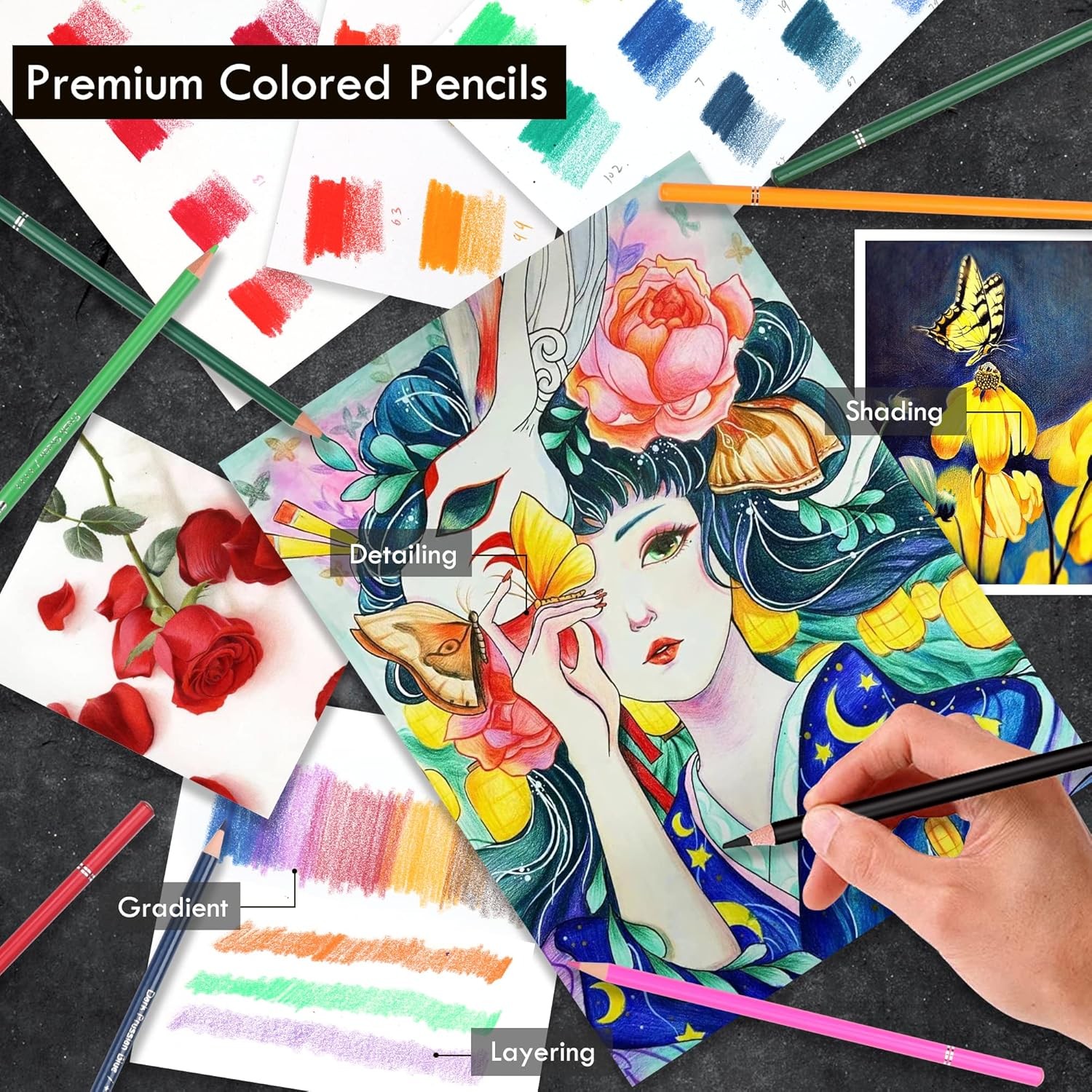 KALOUR 180 Colored Pencil Set for Adults 1 Count (Pack of 180), Multicolor