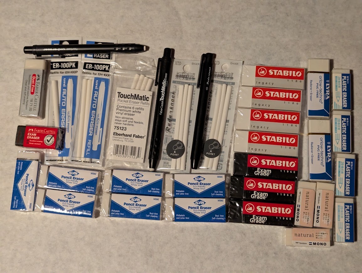 66 Piece Set 0.5mm Mechanical Pencils, Lead Refill, Erasers, Bag, Desk Holder