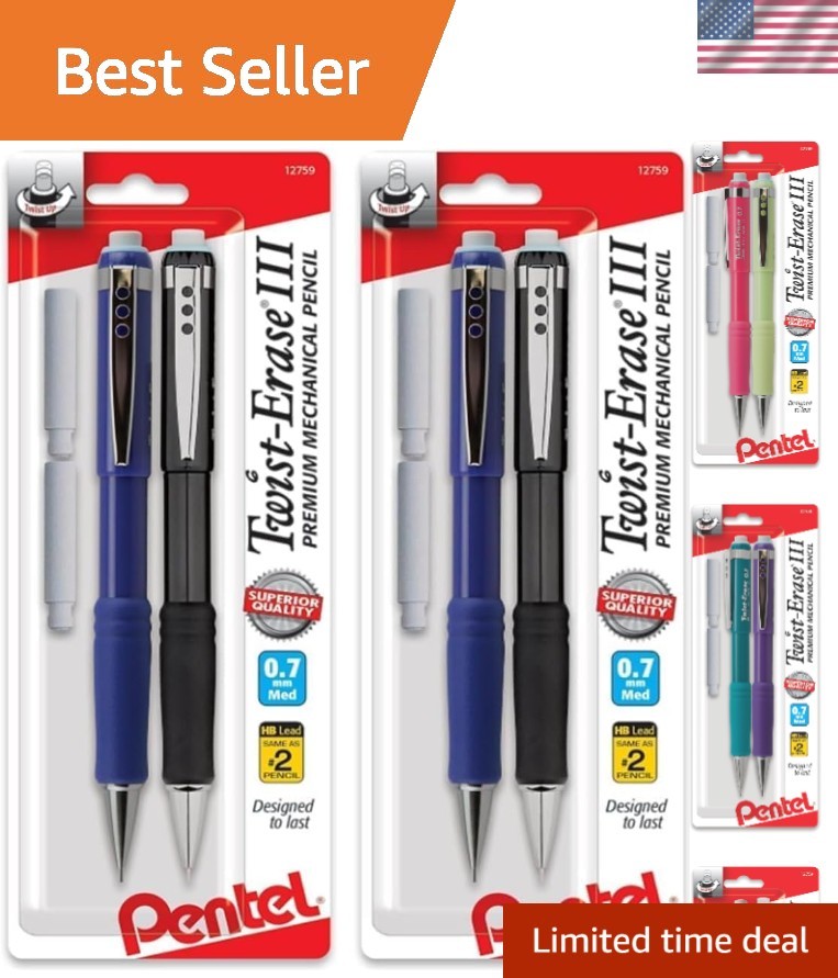 Versatile 0.7mm Twist-Erase III Mechanical Pencils with Assorted Colors – 4 Pack