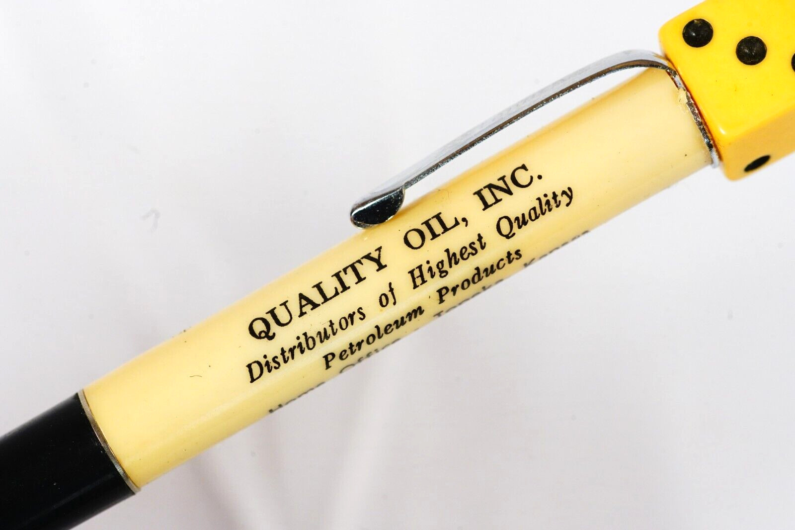 Quality Oil Inc Topeka Kansas Mid-Century Ritepoint Mechanical Pencil Dice Back