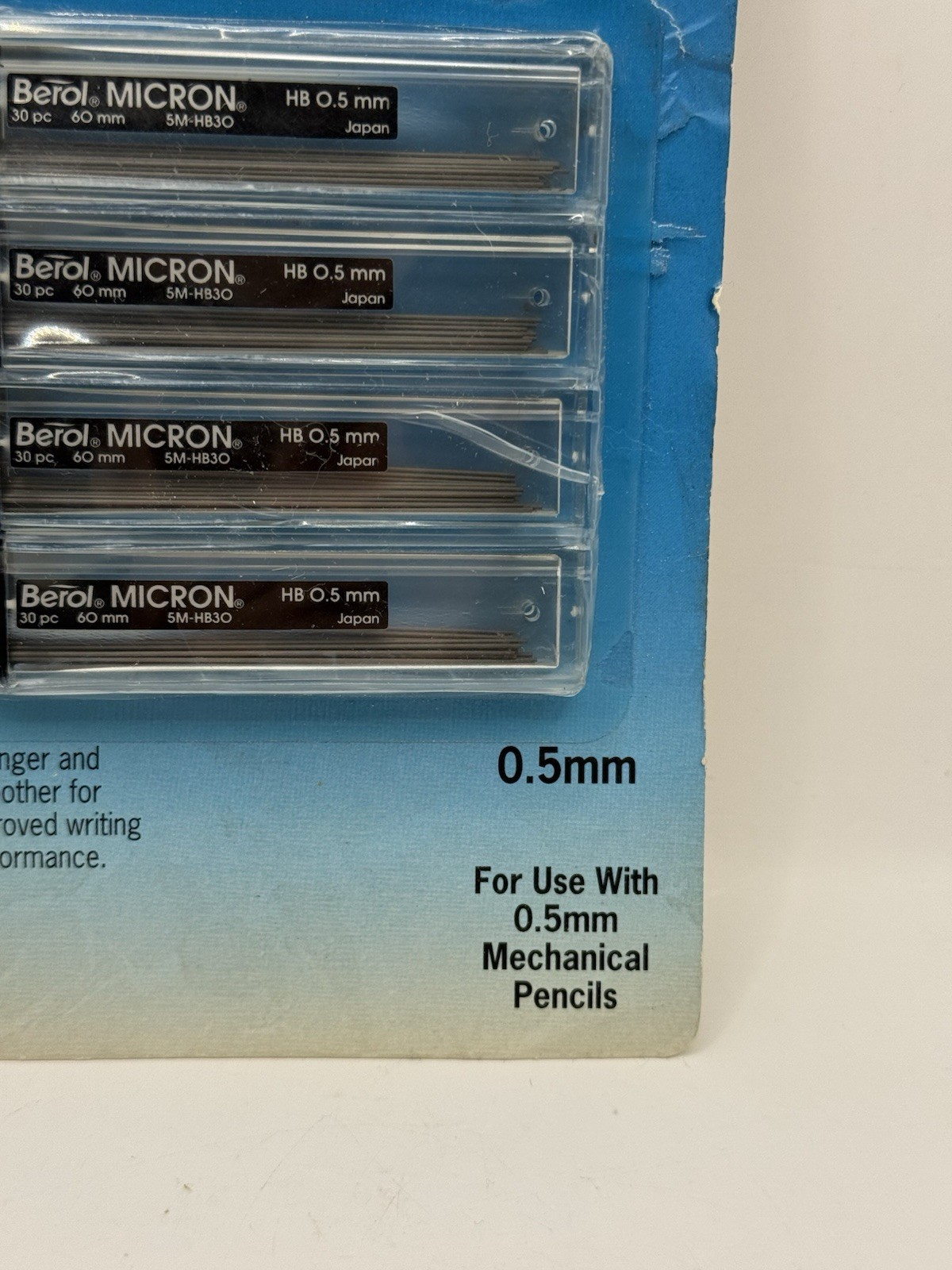BEROL Micron 0.5mm Refill Leads 4 Tubes 120 Count Made in Japan Micropolymer NOS