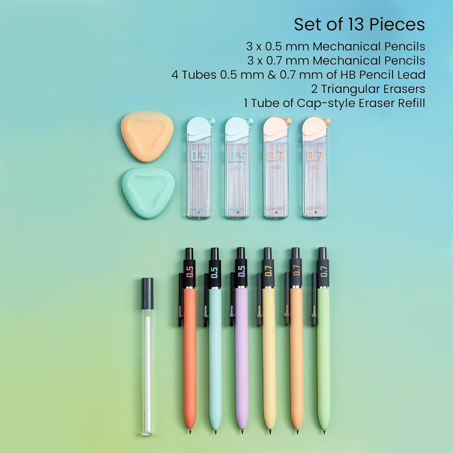 Complete Mechanical Pencil Set: 6PCS with Lead, Erasers – Ideal for School Use