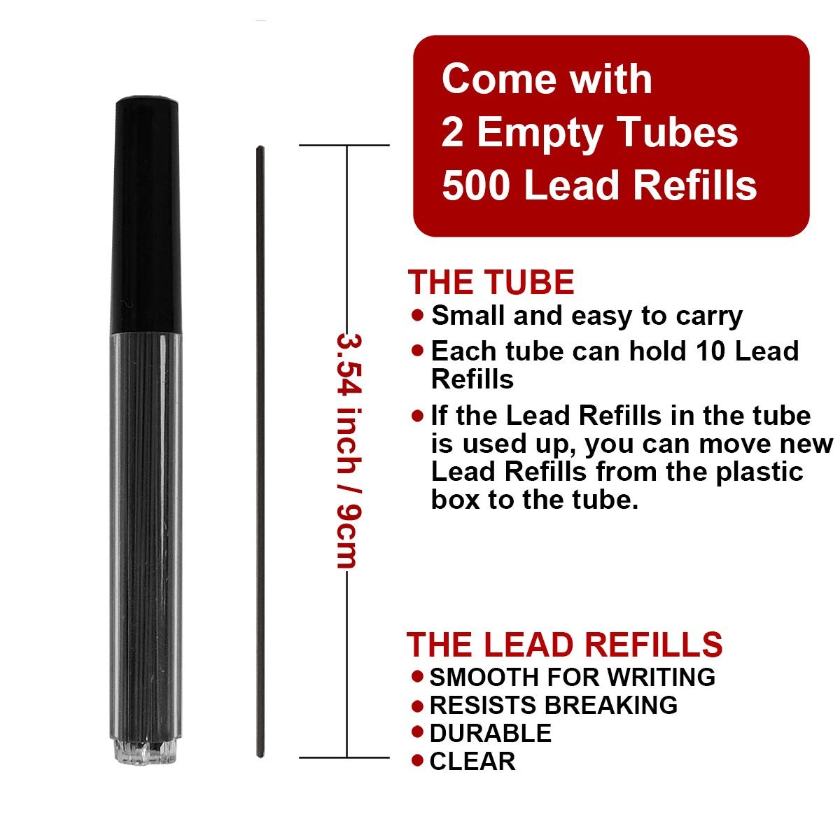 500 Pieces 1.1mm 2B Lead Refills Graphite Mechanical Pencil Break-Resistant
