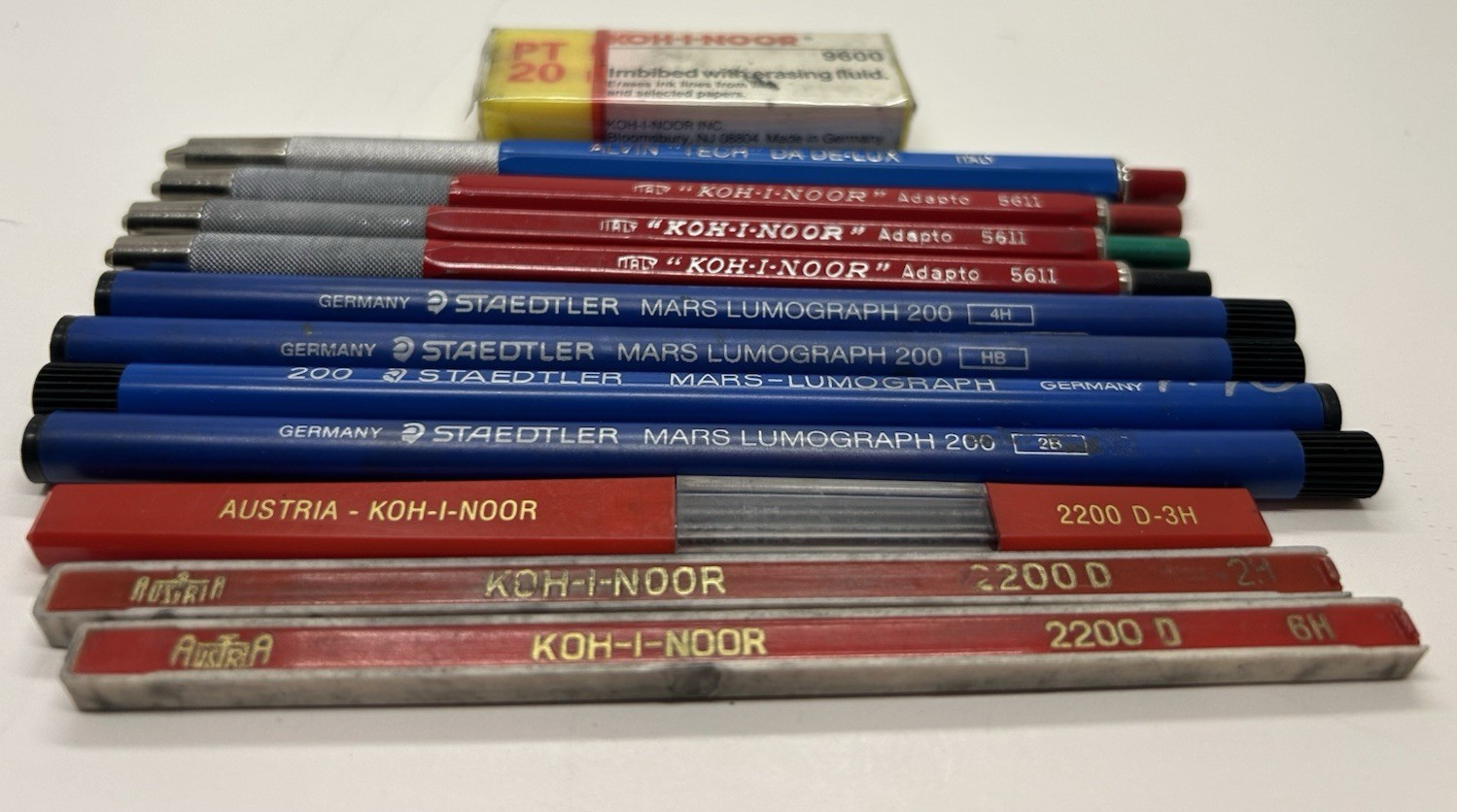 Koh-I-noor 5611 Apato Italy Mechanical Pencils W/ Lead 200 2B 2H 2200 6H & more