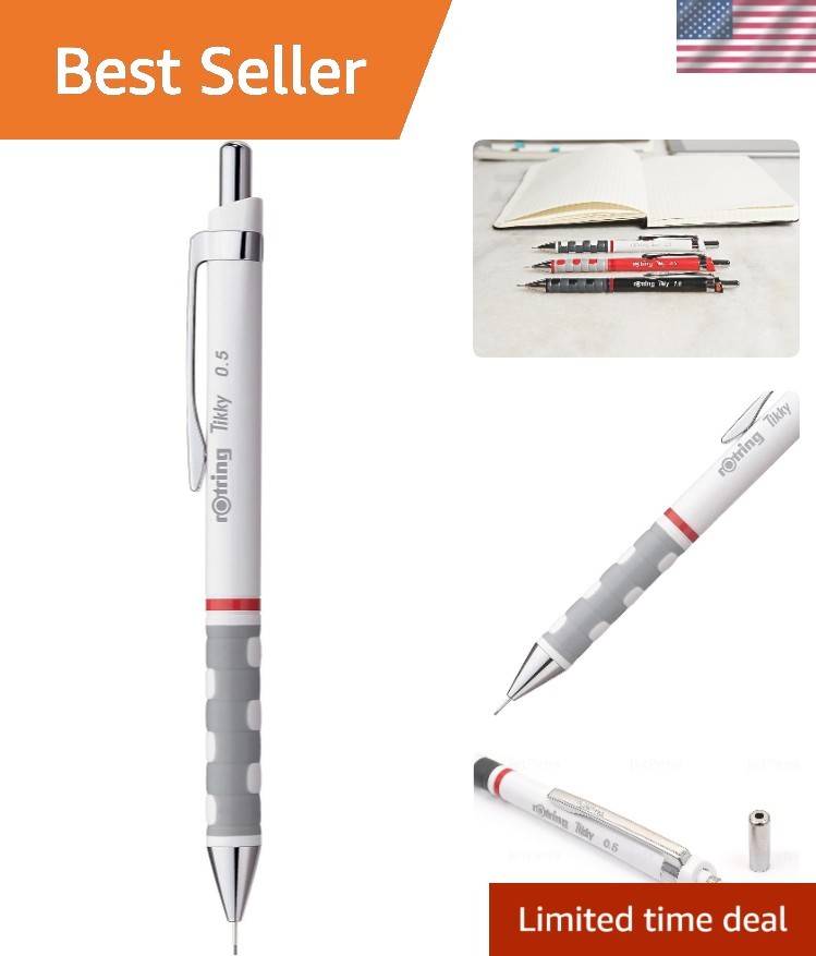 Tikky White Mechanical Pencil – 0.5mm Retractable with Built-in Sharpener