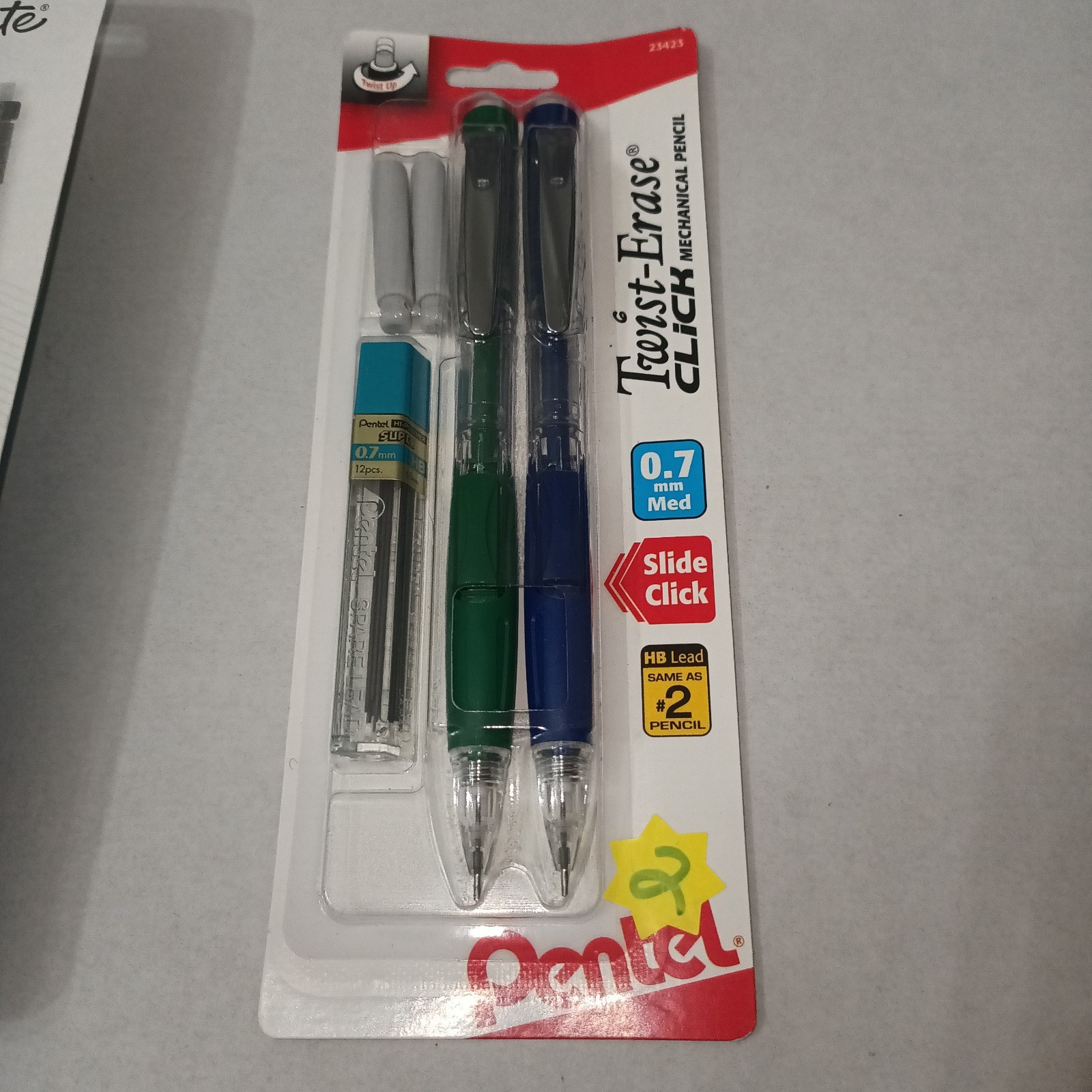 Lot Of 2 Pack Of 2 Mechanical Pencils Each With Erasers And Refills .7mm Pentel