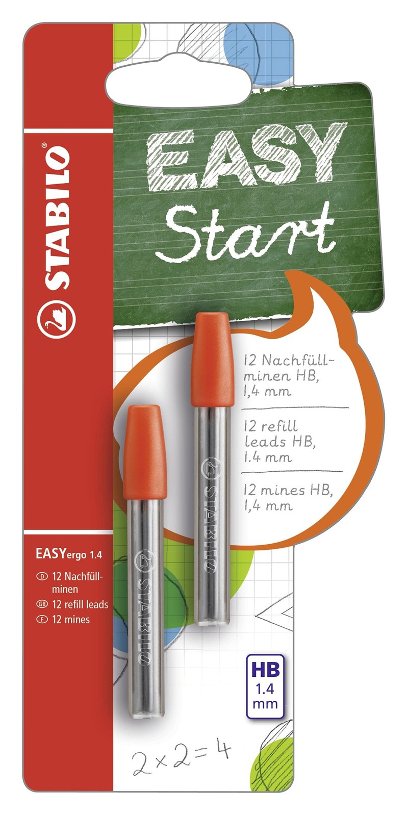 12 PCS Ergonomic Mechanical Pencil EASYergo 1.4 Refill Leads HB