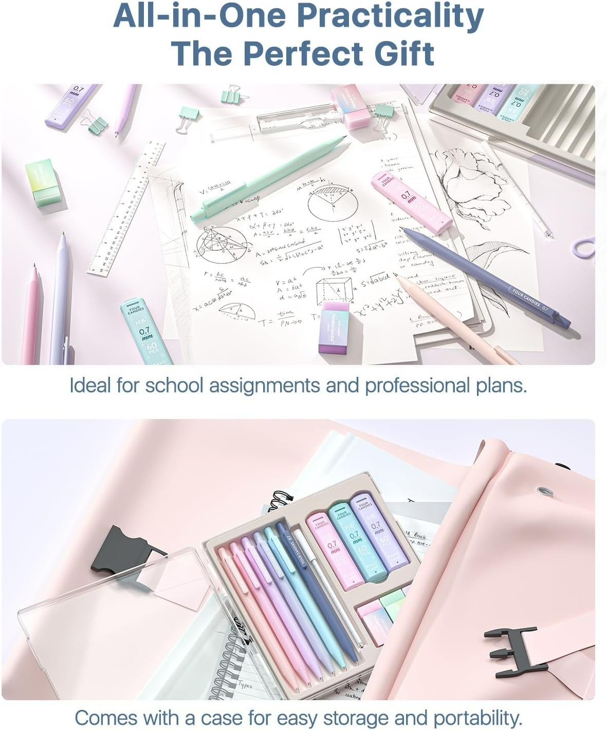 Pastel 0.7mm Mechanical Pencil Set for Writing & Drawing – 6 Count Pack