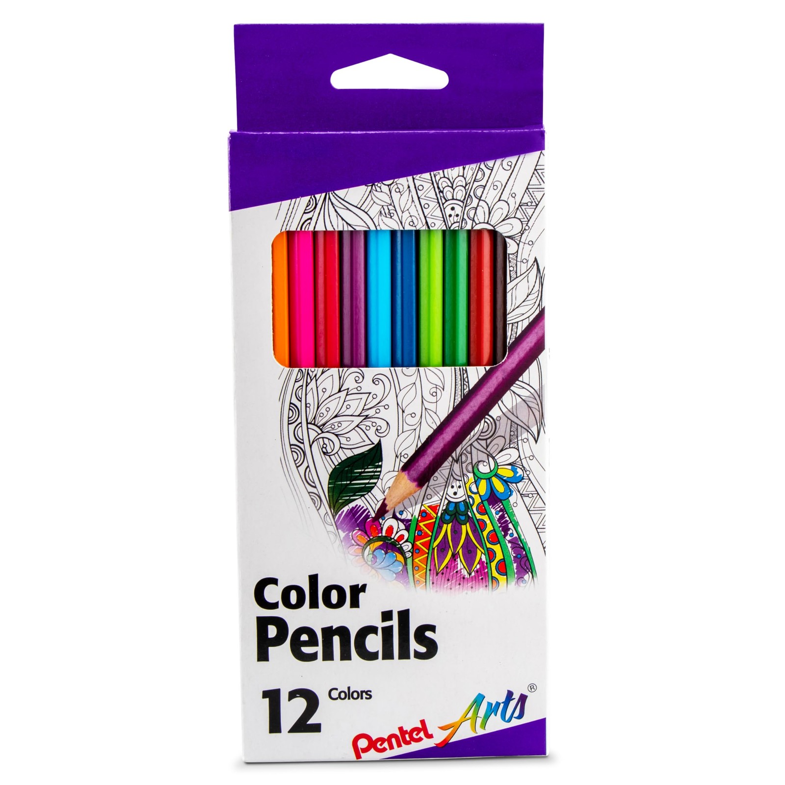 Pentel Arts Colored Pencils, Assorted Colors, Set 12 Count (Pack of 1), Blue