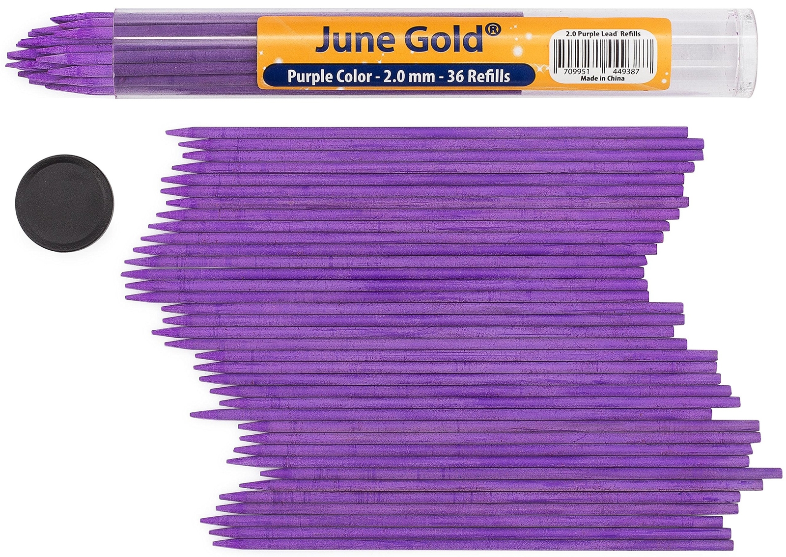 June Gold 36 Purple Colored 2.0 mm Lead Refills, Bold Thickness for Heavy Use,