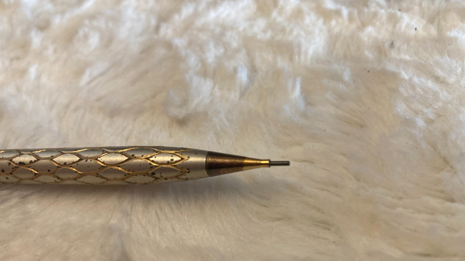 Vtg 1960s Lady Sheaffer Tulle Pattern Twist Mechanical Pencil Silver Gold Toned