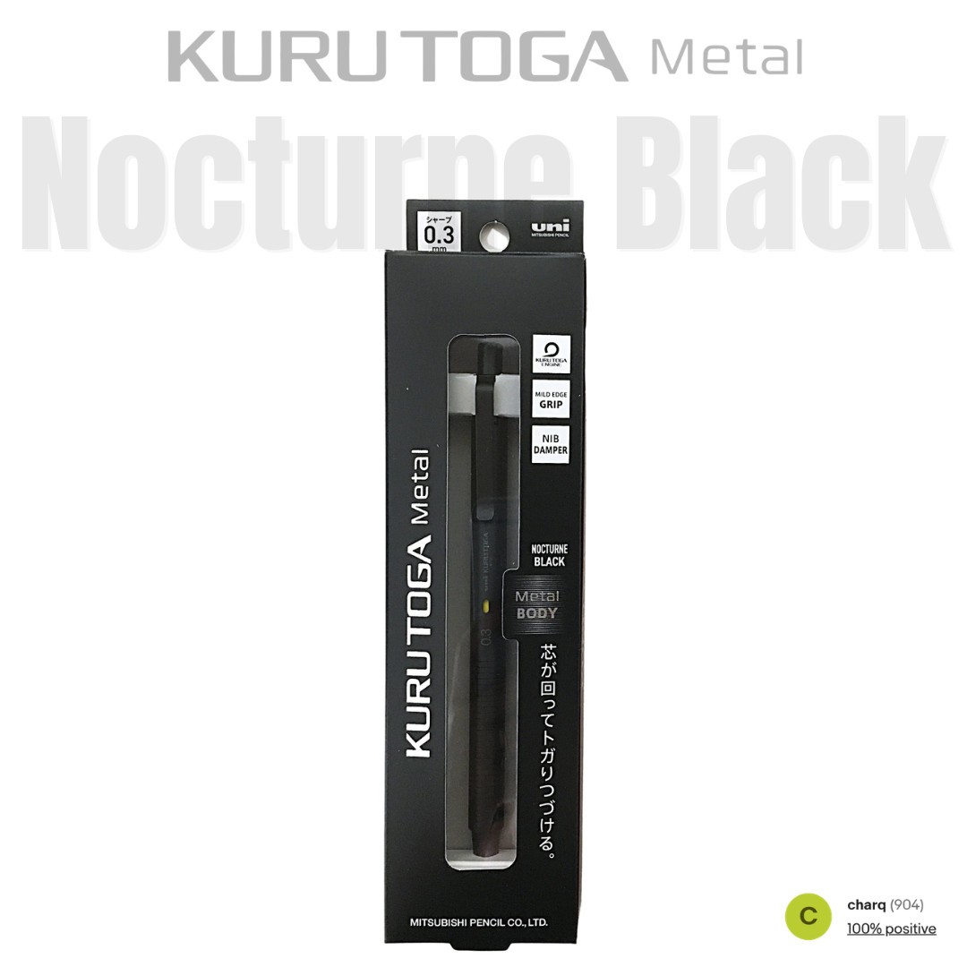 Kuru Toga Metal Nocturne Black 0.3mm Mechanical Pencil -NEW-