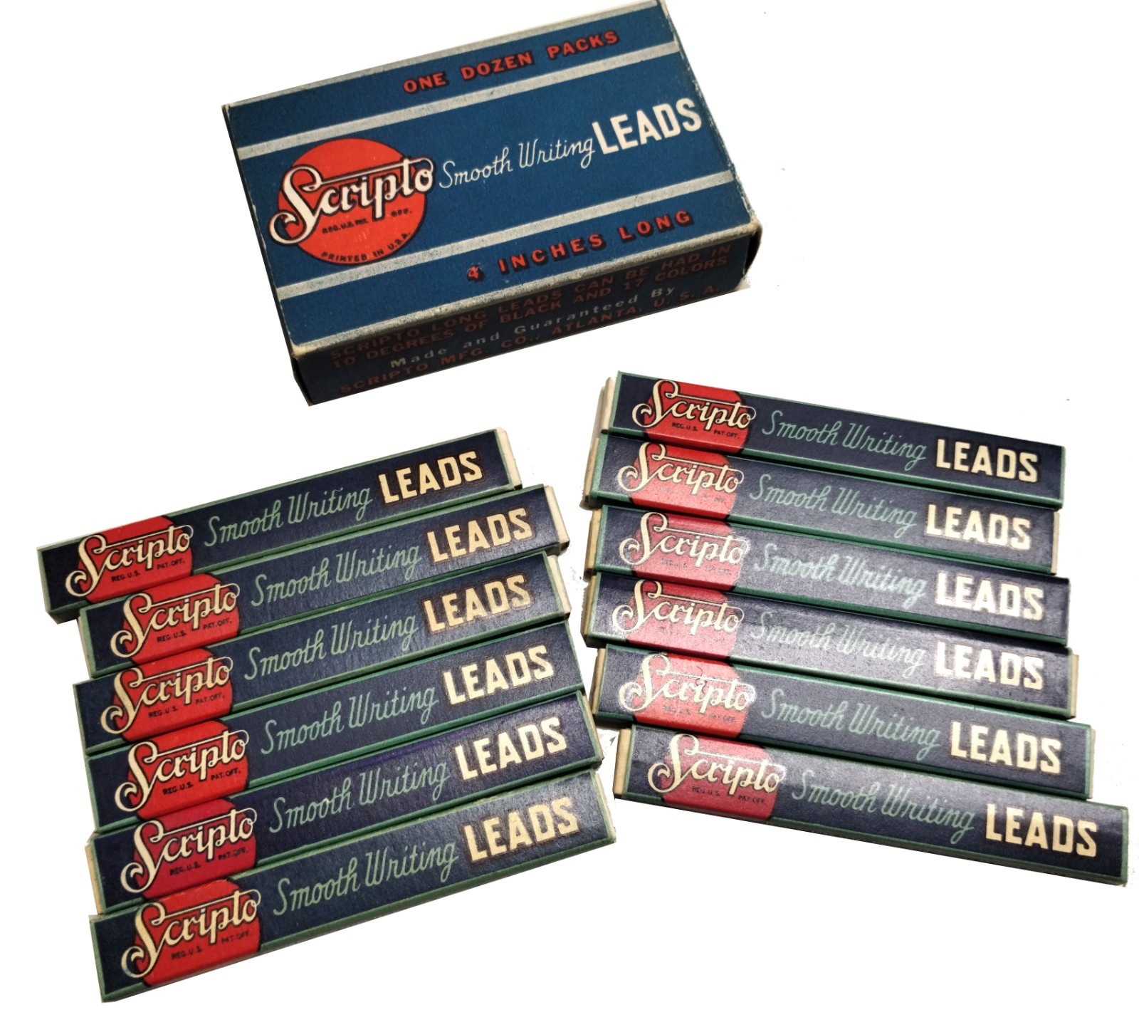 NOS Scripto Smooth Writing Leads Blue Copy Unused 12 Pack in Original Box 6 per