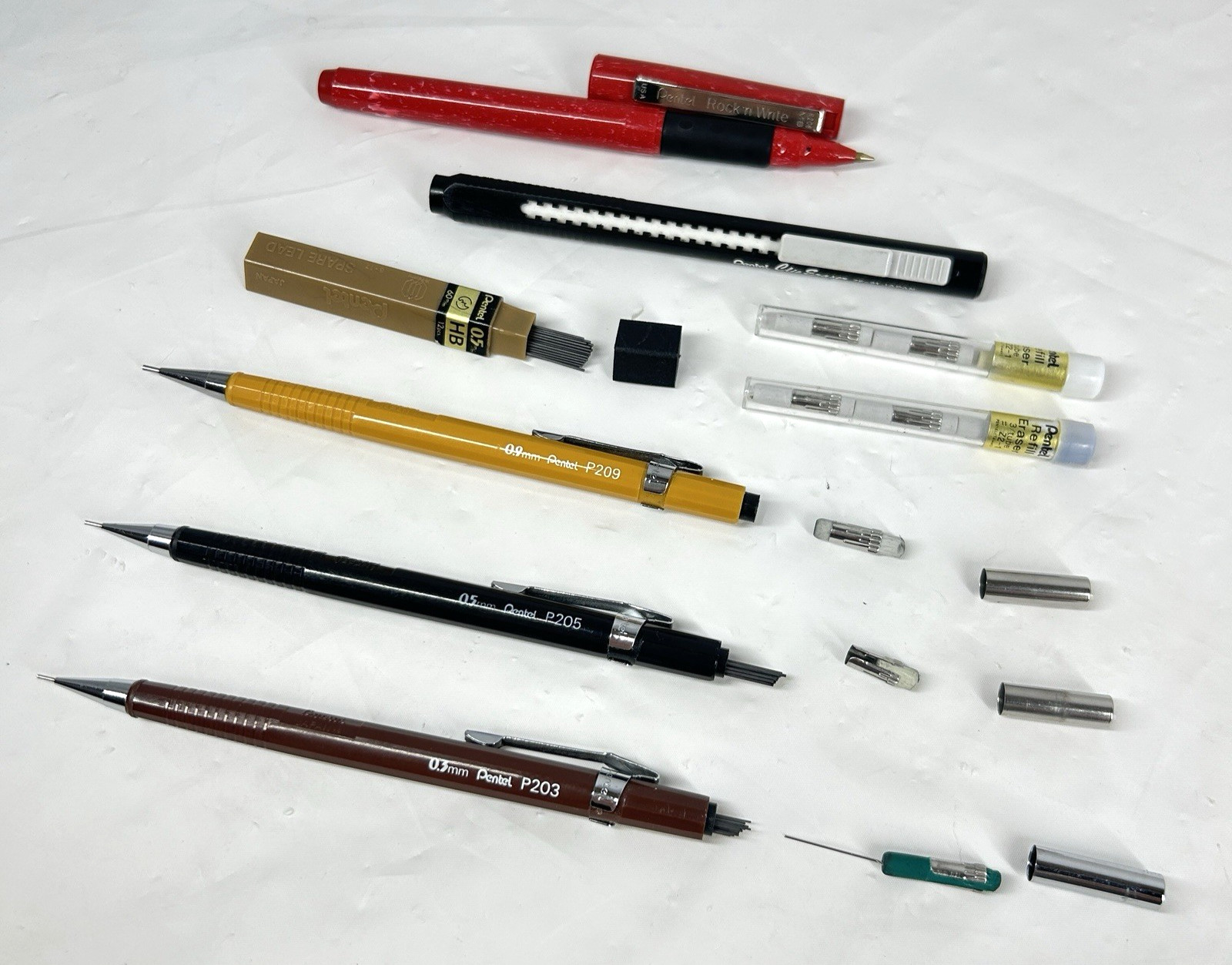Pentel Mechanical Pencil Lot Drafting Drawing VTG Japan P203 P205 P209 w/Refills