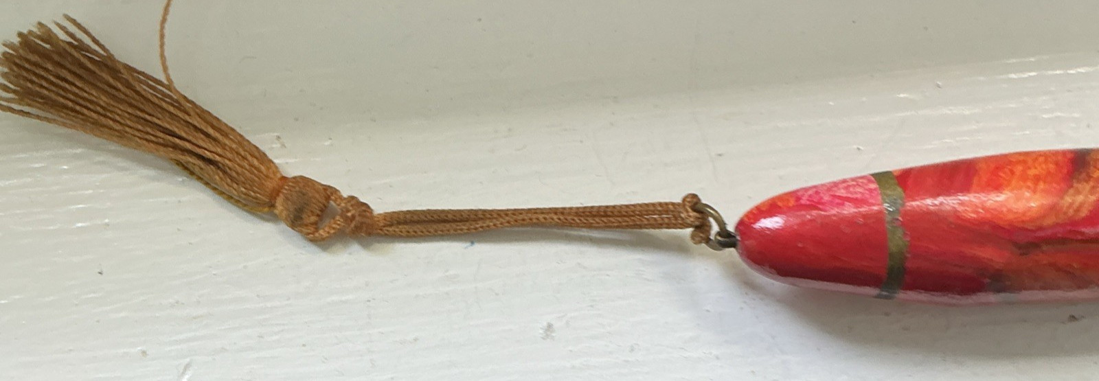 1930s Wooden Torpedo Mechanical Pencil With Tassel 3” Made In Japan Works