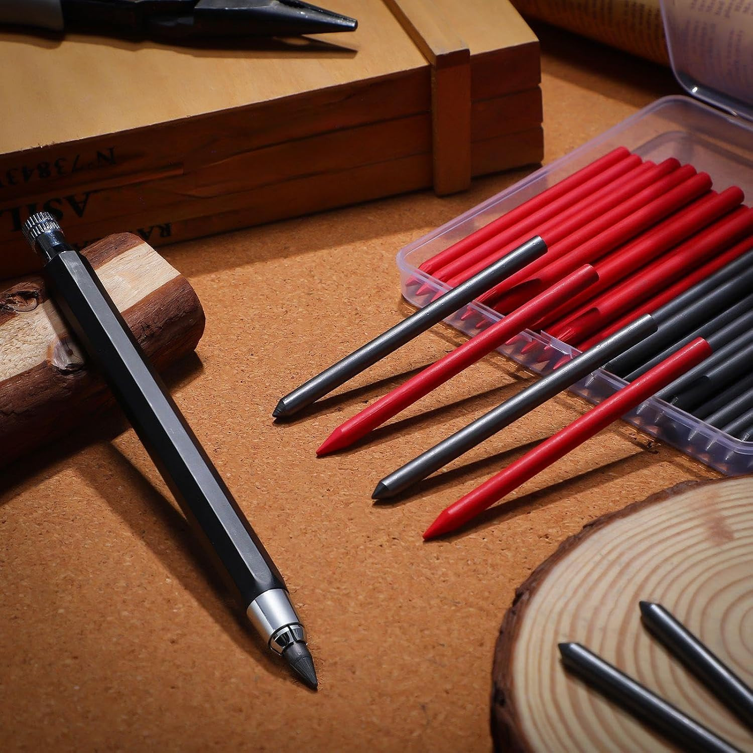 36 Pcs 5.6 MM Lead Holder Mechanical Pencil and Refills with 1 Automatic Clutch