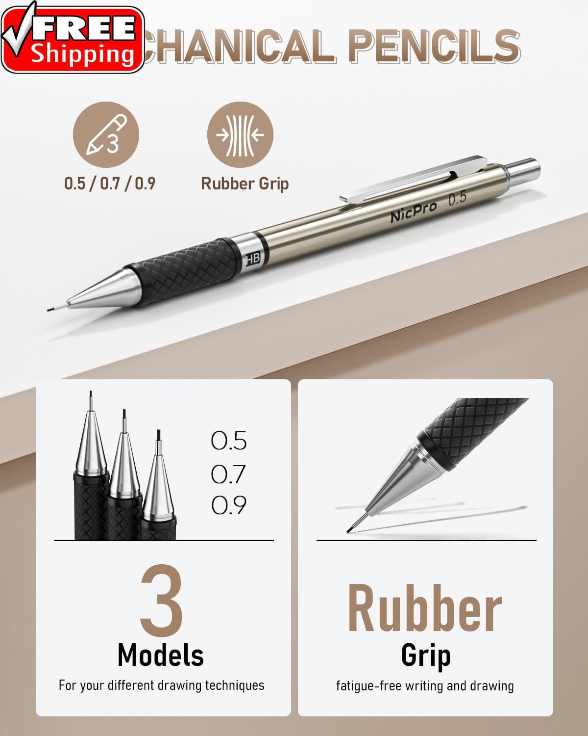 35PCS Art Mechanical Pencil Set, 3 PCS Metal Drafting Pencil 0.5 Mm & 0.7 Mm & 0