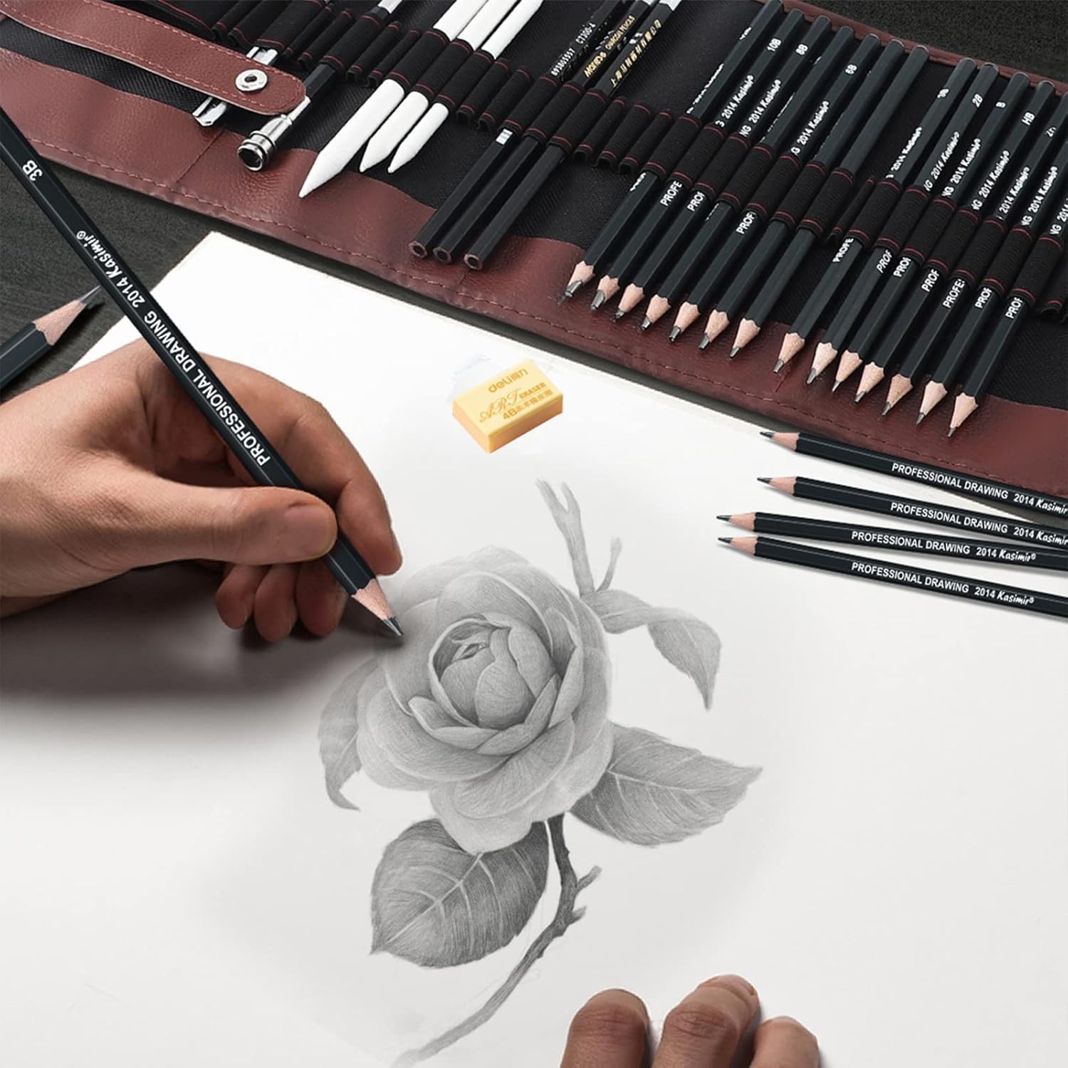 Drawing Pencils, 24pcs Sketching Pencils Set with Graphite 12B black